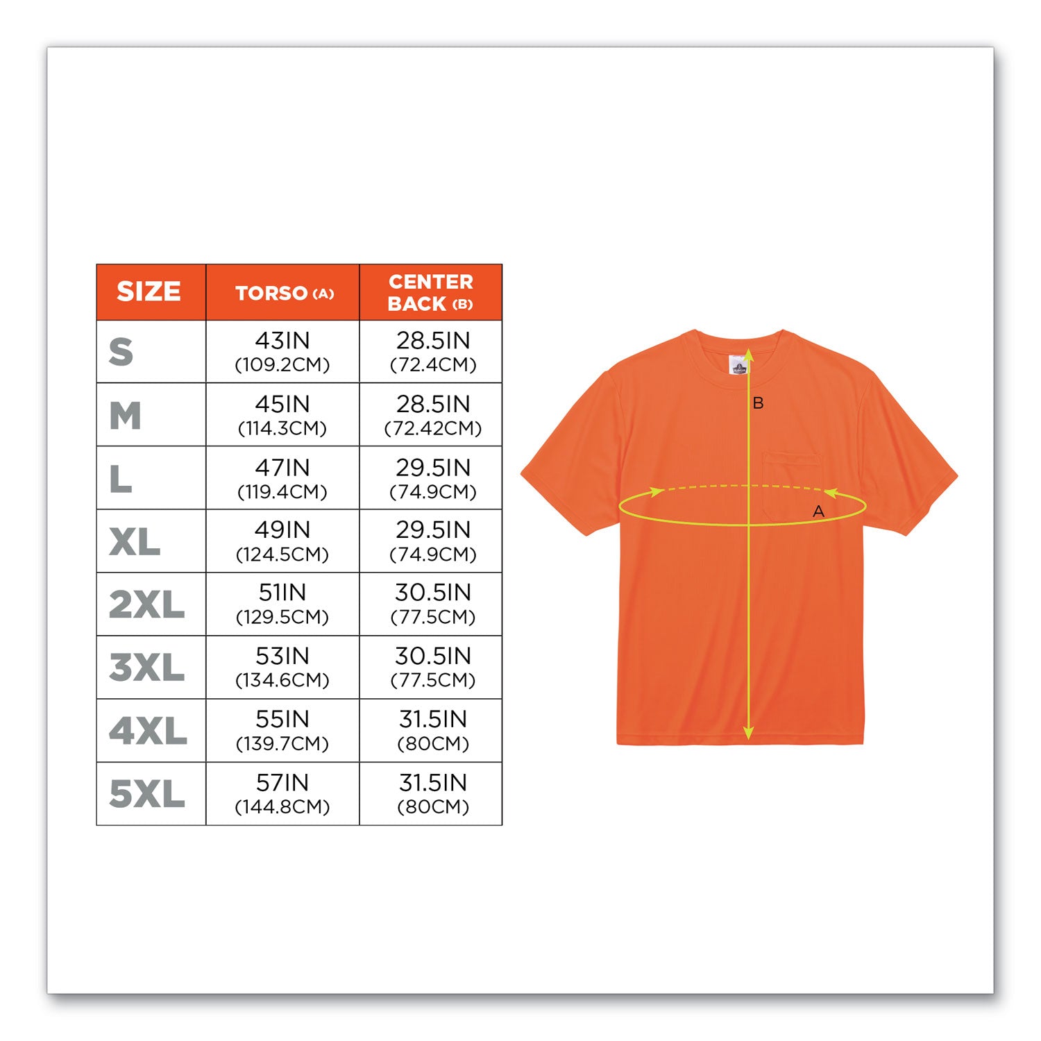 ergodyne® GloWear 8089 Non-Certified Hi-Vis T-Shirt, Polyester, 5X-Large, Orange