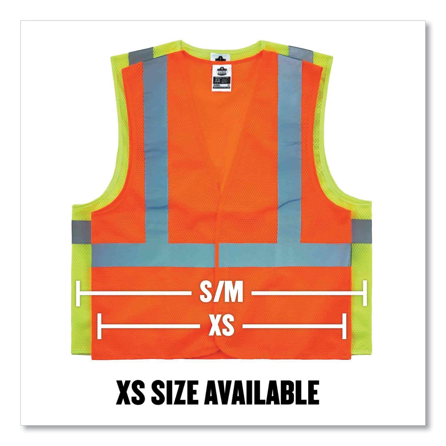 ergodyne® GloWear 8205HL Class 2 Super Economy Mesh Vest, Polyester, Lime, X-Small