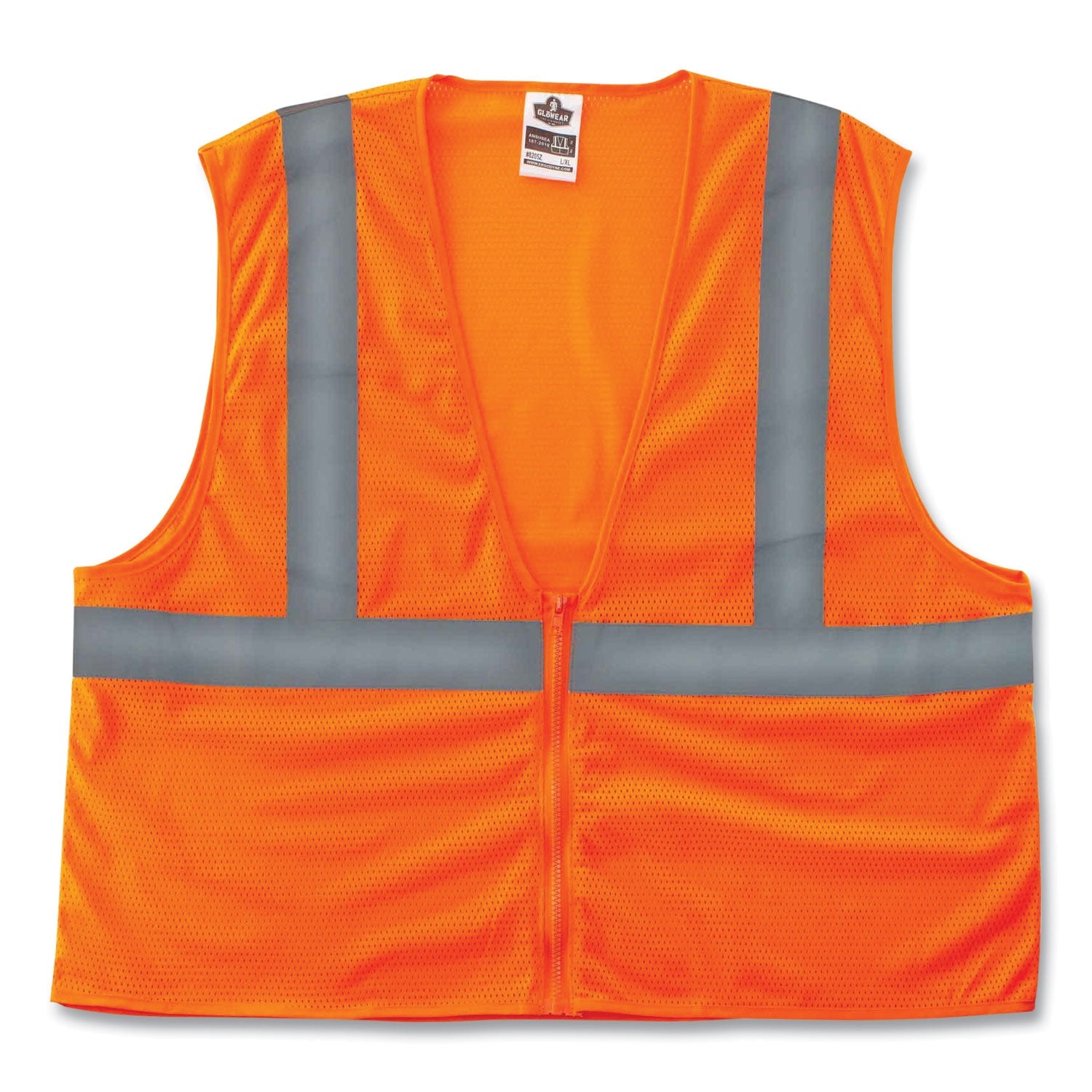 ergodyne® GloWear 8205Z Class 2 Super Economy Mesh Vest, Polyester, Orange, Small/Medium