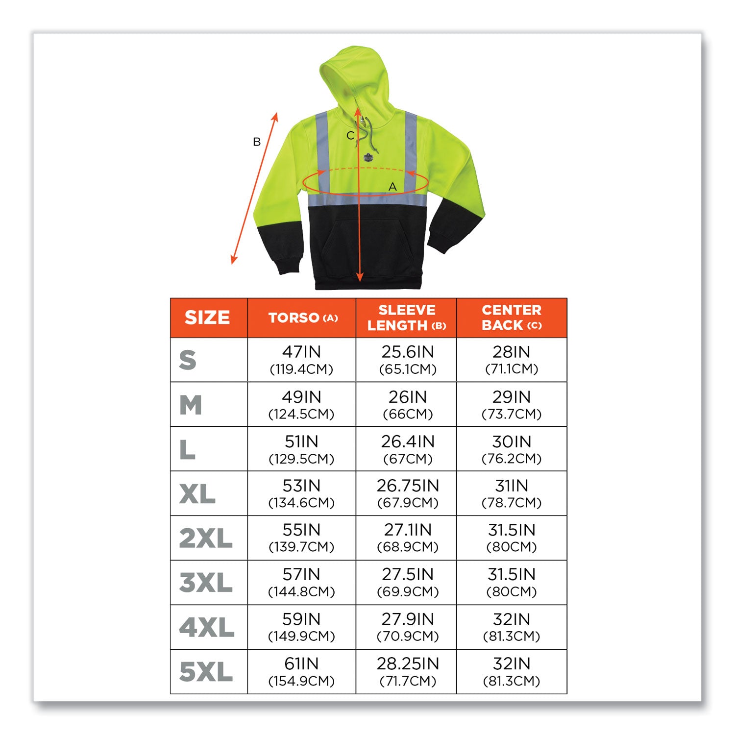 ergodyne® GloWear 8293 Hi-Vis Class 2 Hooded Sweatshirt Black Bottom, Polar Fleece, Small, Lime