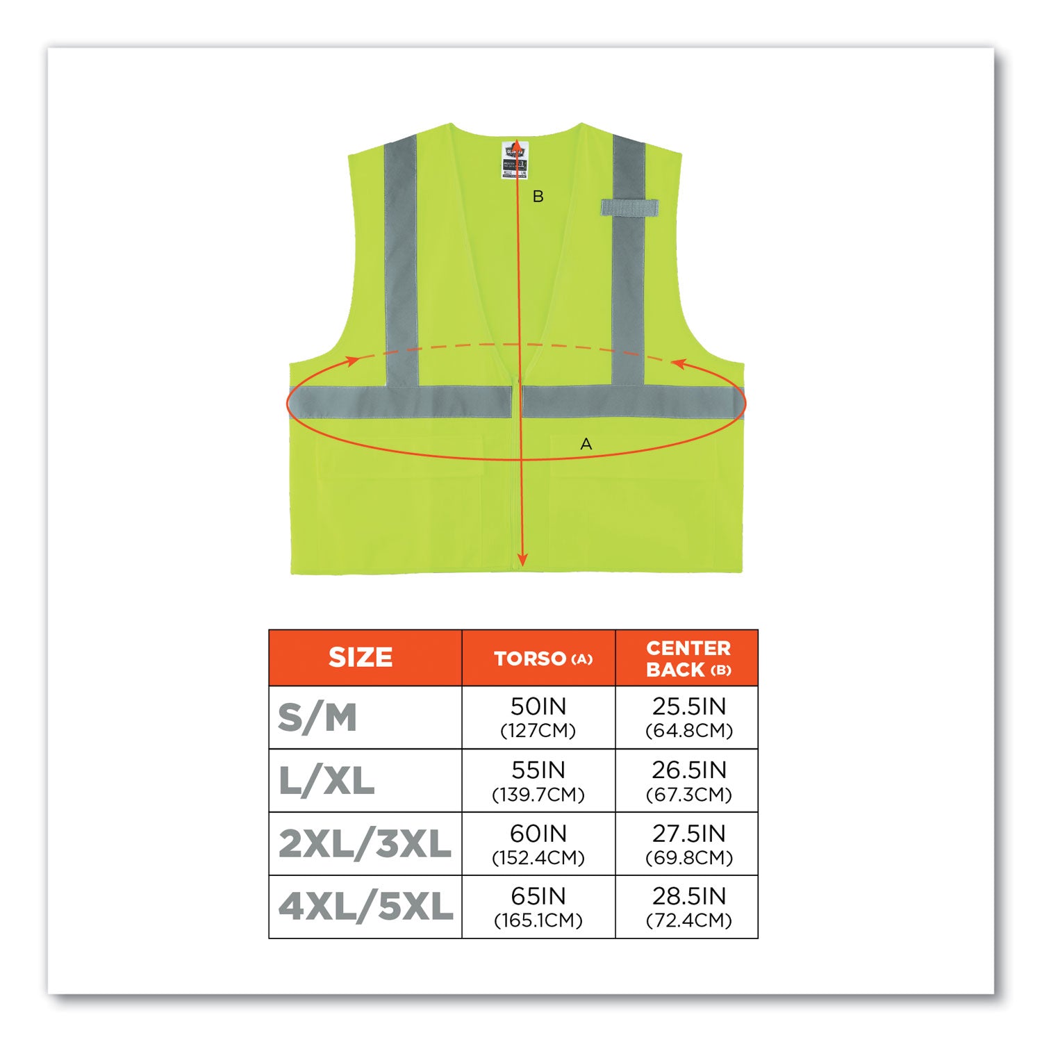ergodyne® GloWear 8225Z Class 2 Standard Solid Vest, Polyester, Lime, 2X-Large/3X-Large