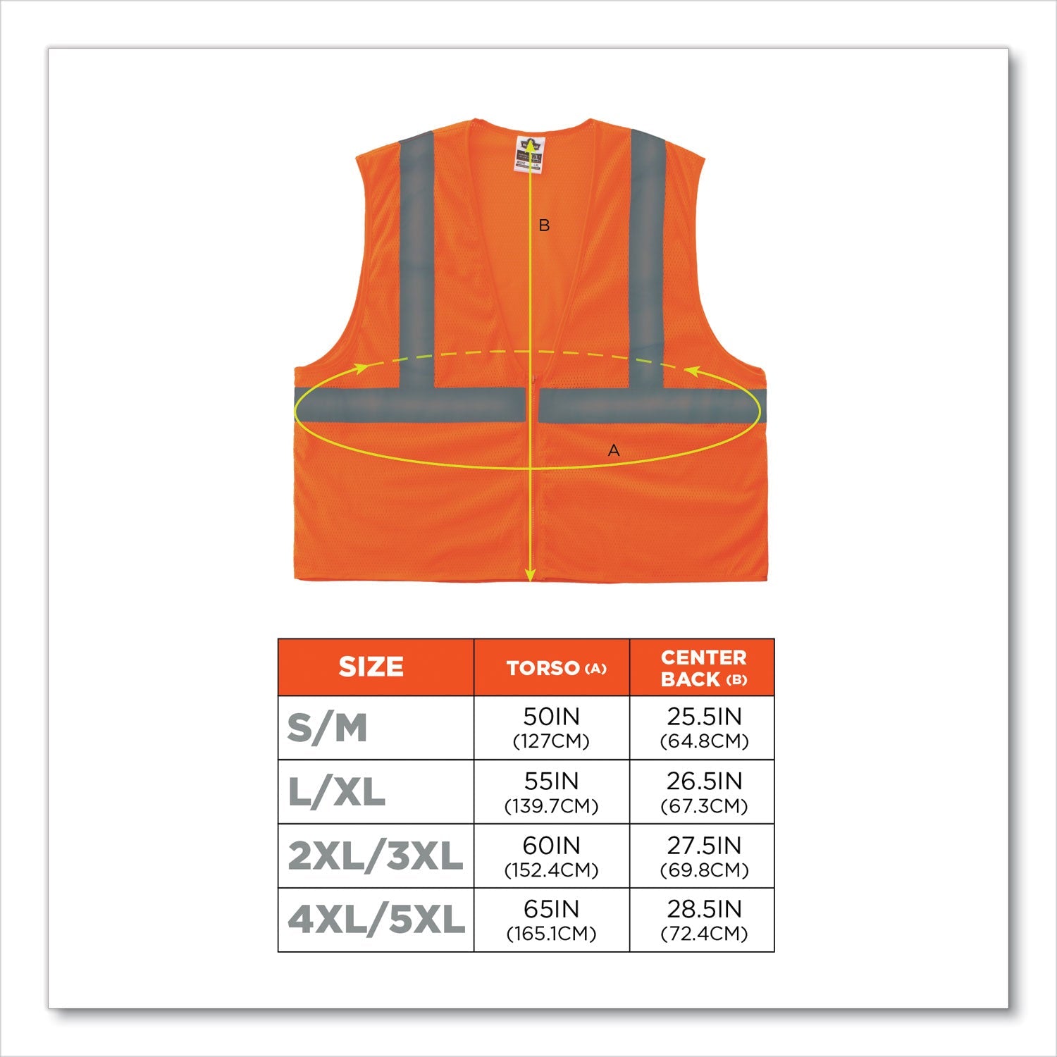 ergodyne® GloWear 8205Z Class 2 Super Economy Mesh Vest, Polyester, Orange, Small/Medium