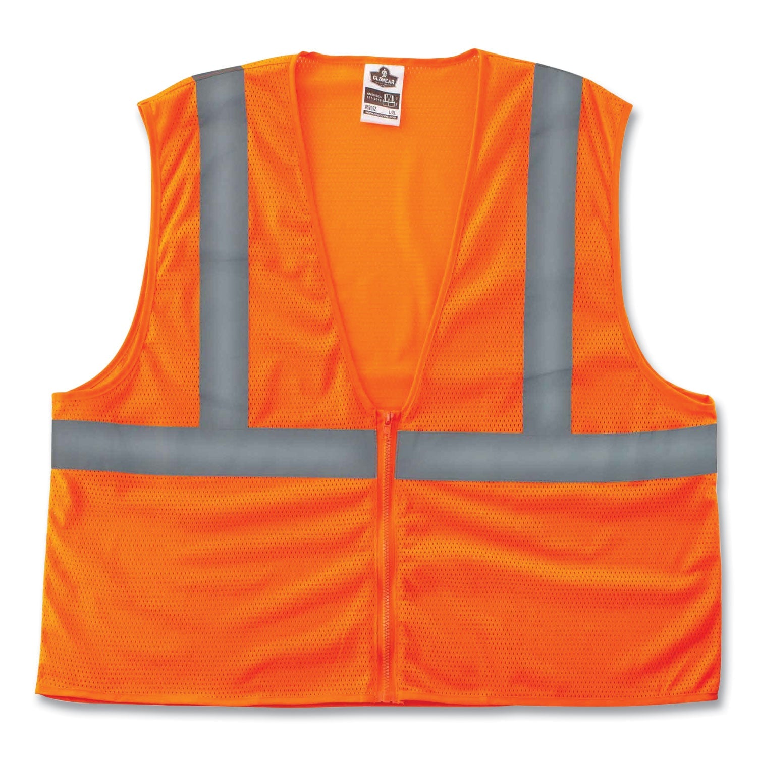 ergodyne® GloWear 8205Z Class 2 Super Economy Mesh Vest, Polyester, Orange, 2X-Large/3X-Large