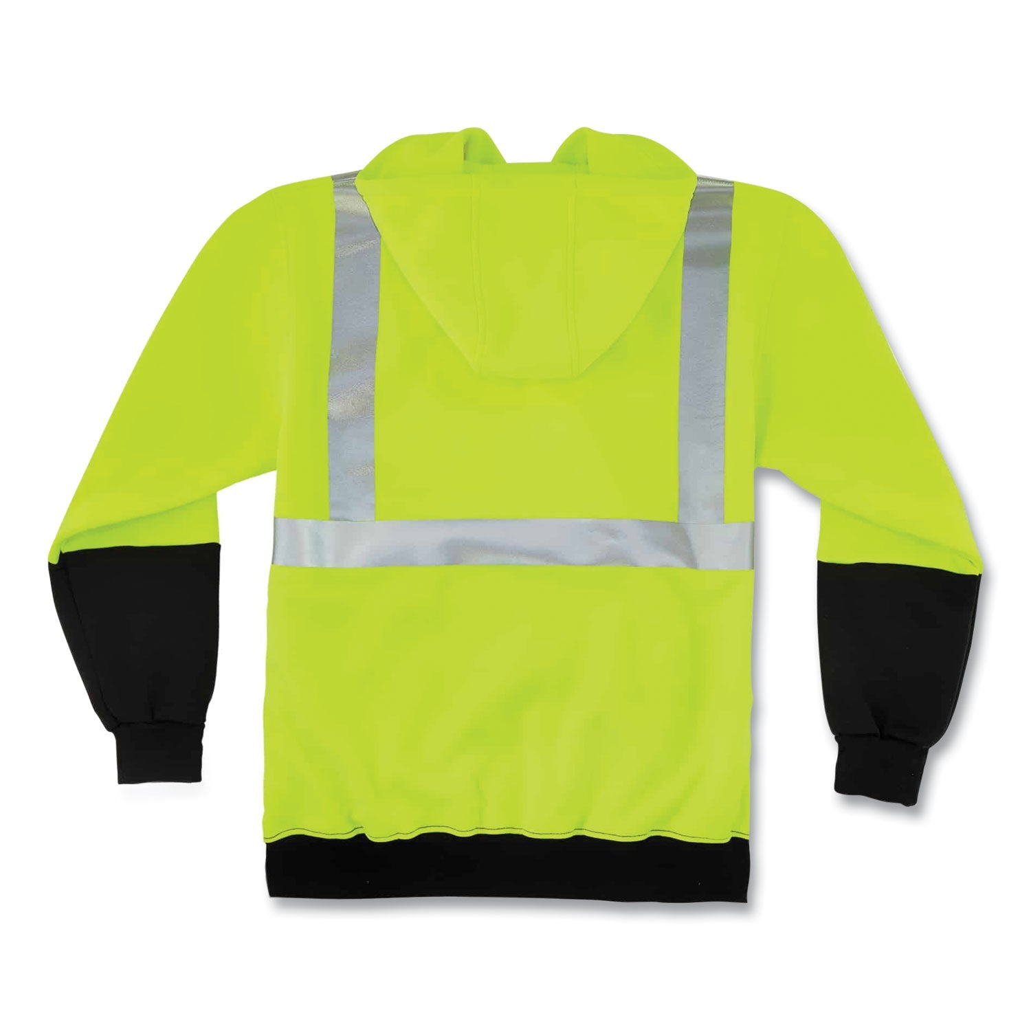 ergodyne® GloWear 8293 Hi-Vis Class 2 Hooded Sweatshirt Black Bottom, Polar Fleece, Small, Lime