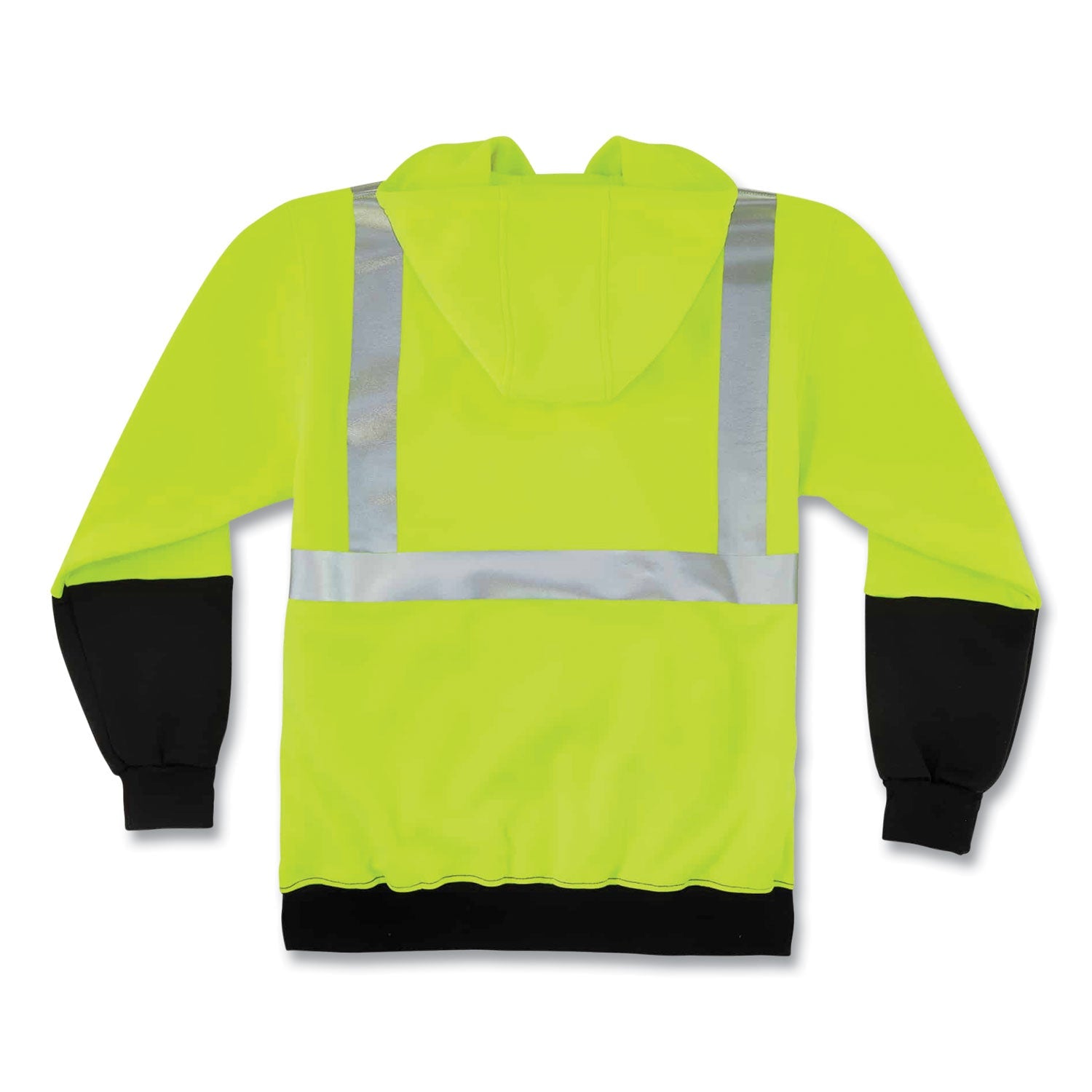 ergodyne® GloWear 8293 Hi-Vis Class 2 Hooded Sweatshirt Black Bottom, Polar Fleece, Small, Lime