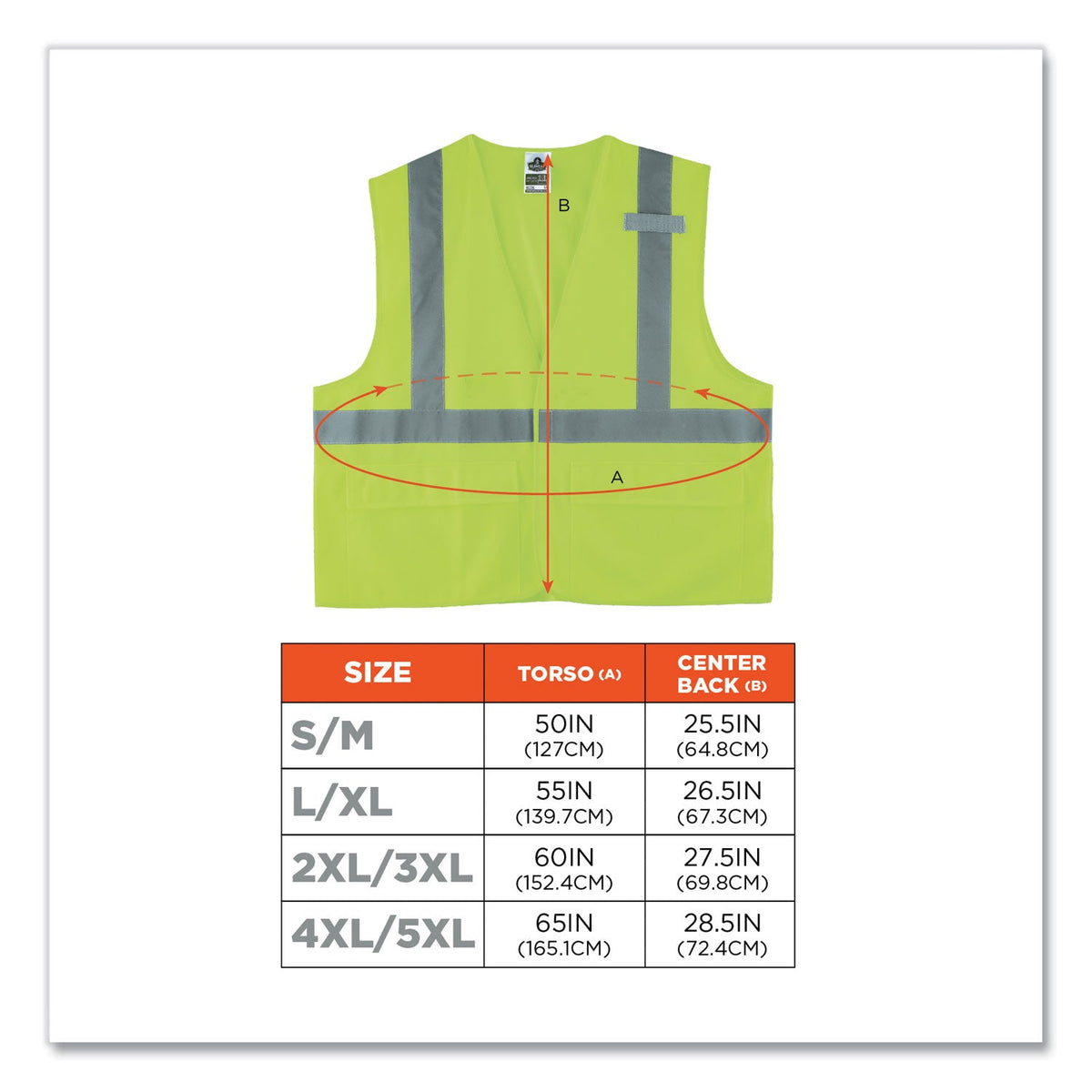 ergodyne® GloWear 8225HL Class 2 Standard Solid Hook and Loop Vest, Polyester, Lime, 4X-Large/5X-Large