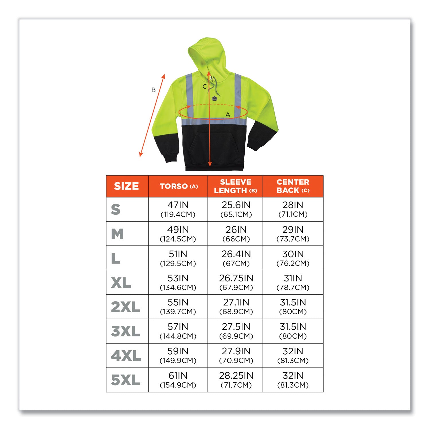 ergodyne® GloWear 8293 Hi-Vis Class 2 Hooded Sweatshirt Black Bottom, Polar Fleece, Small, Lime