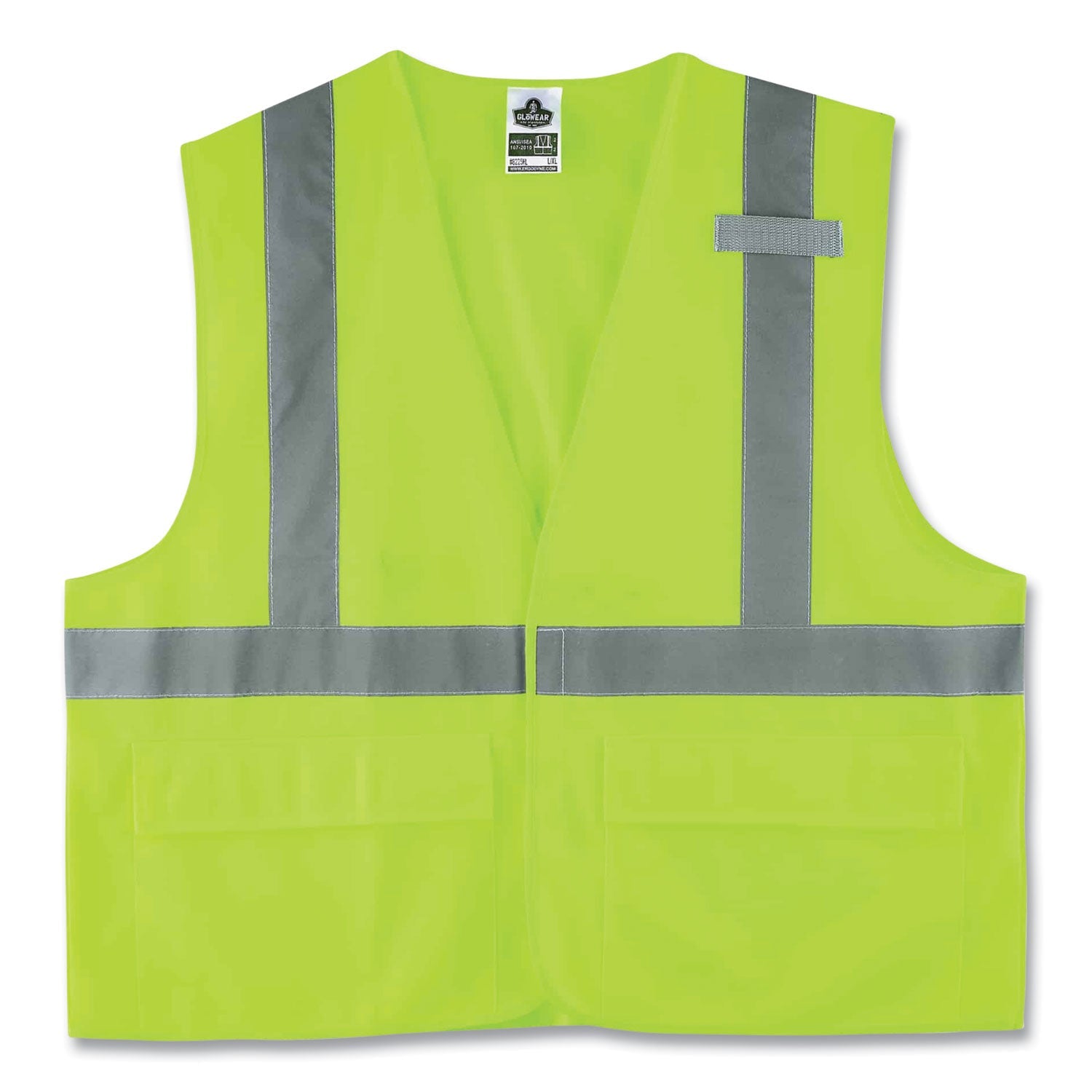 ergodyne® GloWear 8225HL Class 2 Standard Solid Hook and Loop Vest, Polyester, Lime, 4X-Large/5X-Large