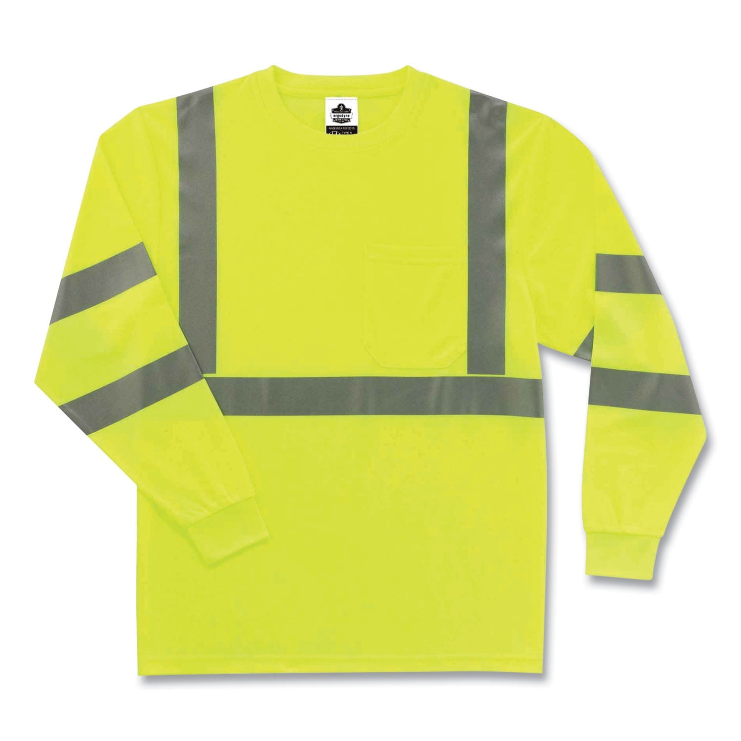 ergodyne® GloWear 8391 Class 3 Hi-Vis Long Sleeve Shirt, Polyester, Lime, 5X-Large