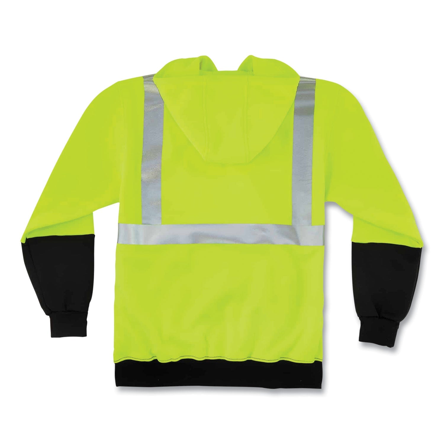 ergodyne® GloWear 8293 Hi-Vis Class 2 Hooded Sweatshirt Black Bottom, Polar Fleece, Small, Lime