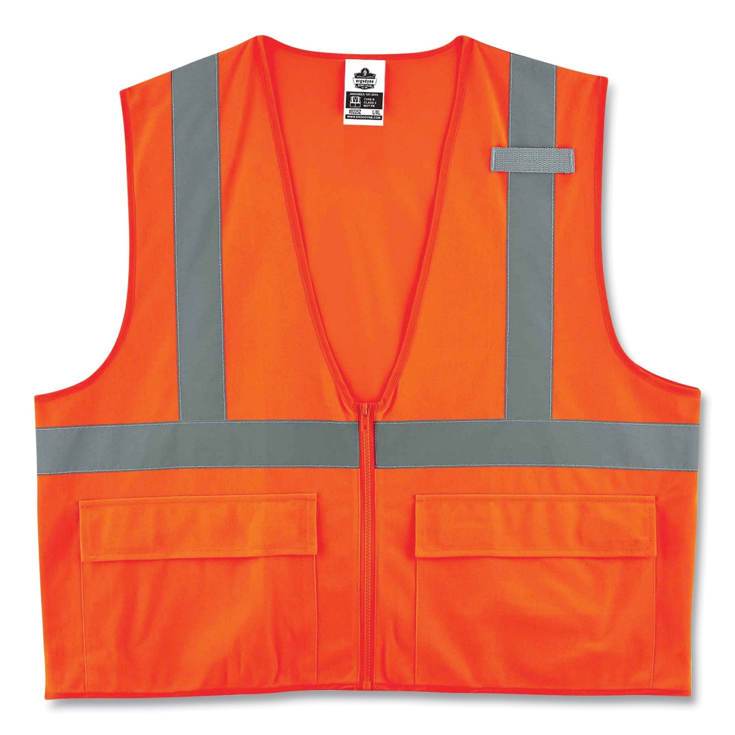 ergodyne® GloWear 8225Z Class 2 Standard Solid Vest, Polyester, Orange, 4X-Large/5X-Large