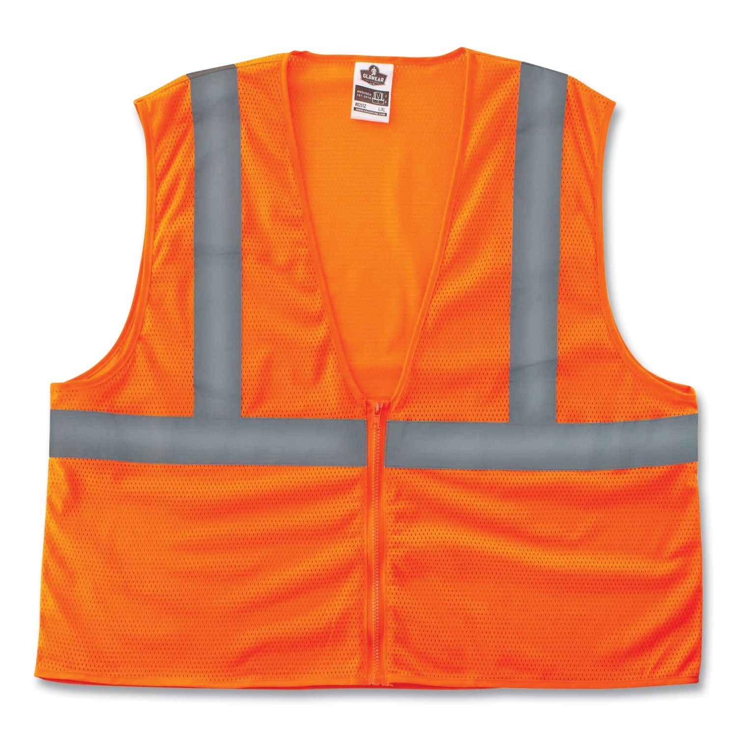 ergodyne® GloWear 8205Z Class 2 Super Economy Mesh Vest, Polyester, Orange, Large/X-Large