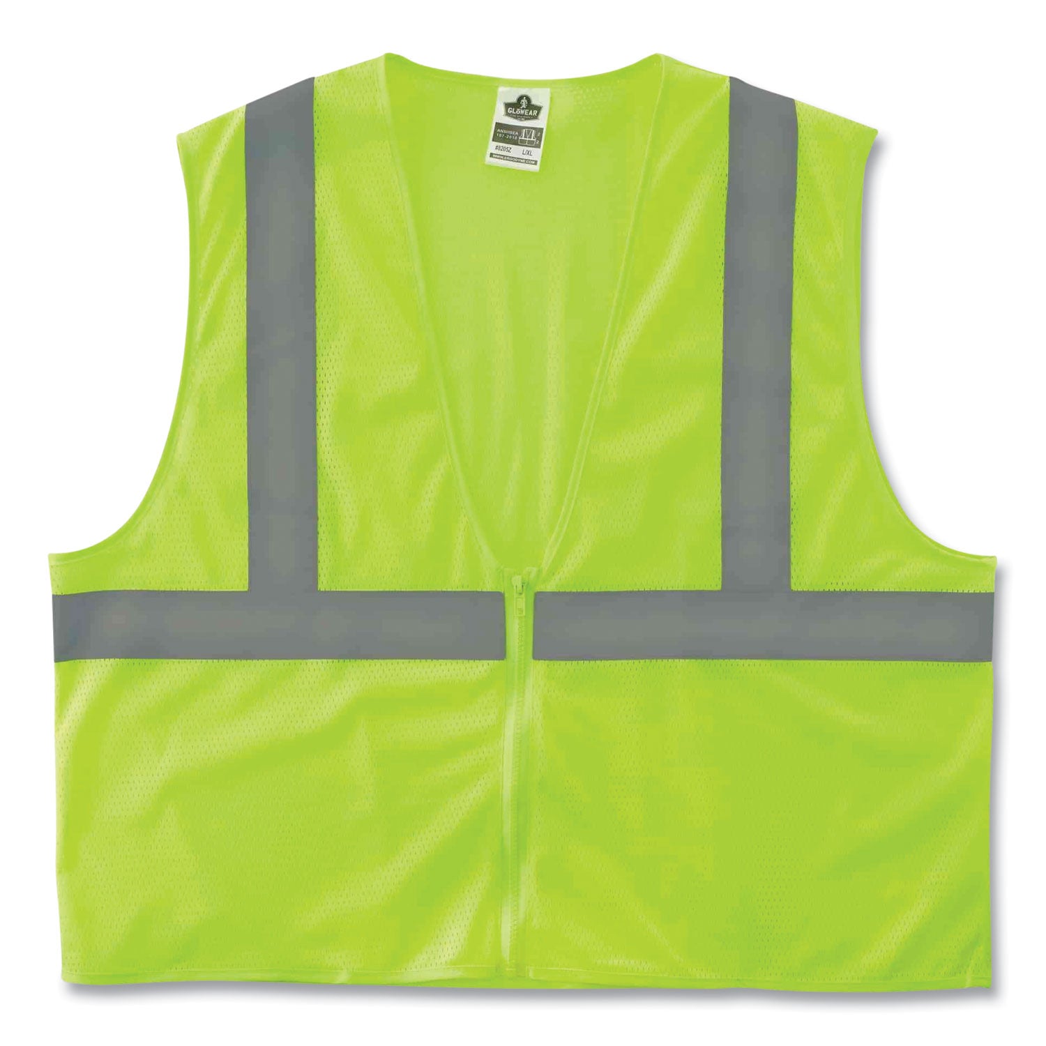 ergodyne® GloWear 8205Z Class 2 Super Economy Mesh Vest, Polyester, Lime, Large/X-Large