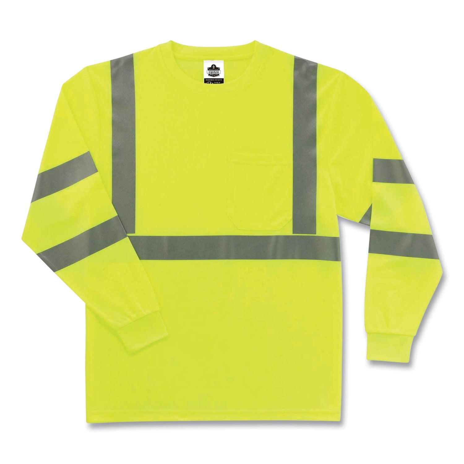 ergodyne® GloWear 8391 Class 3 Hi-Vis Long Sleeve Shirt, Polyester, Lime, 4X-Large