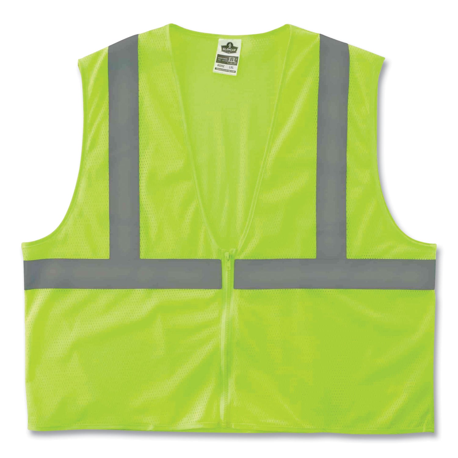 ergodyne® GloWear 8205Z Class 2 Super Economy Mesh Vest, Polyester, Lime, 2X-Large/3X-Large