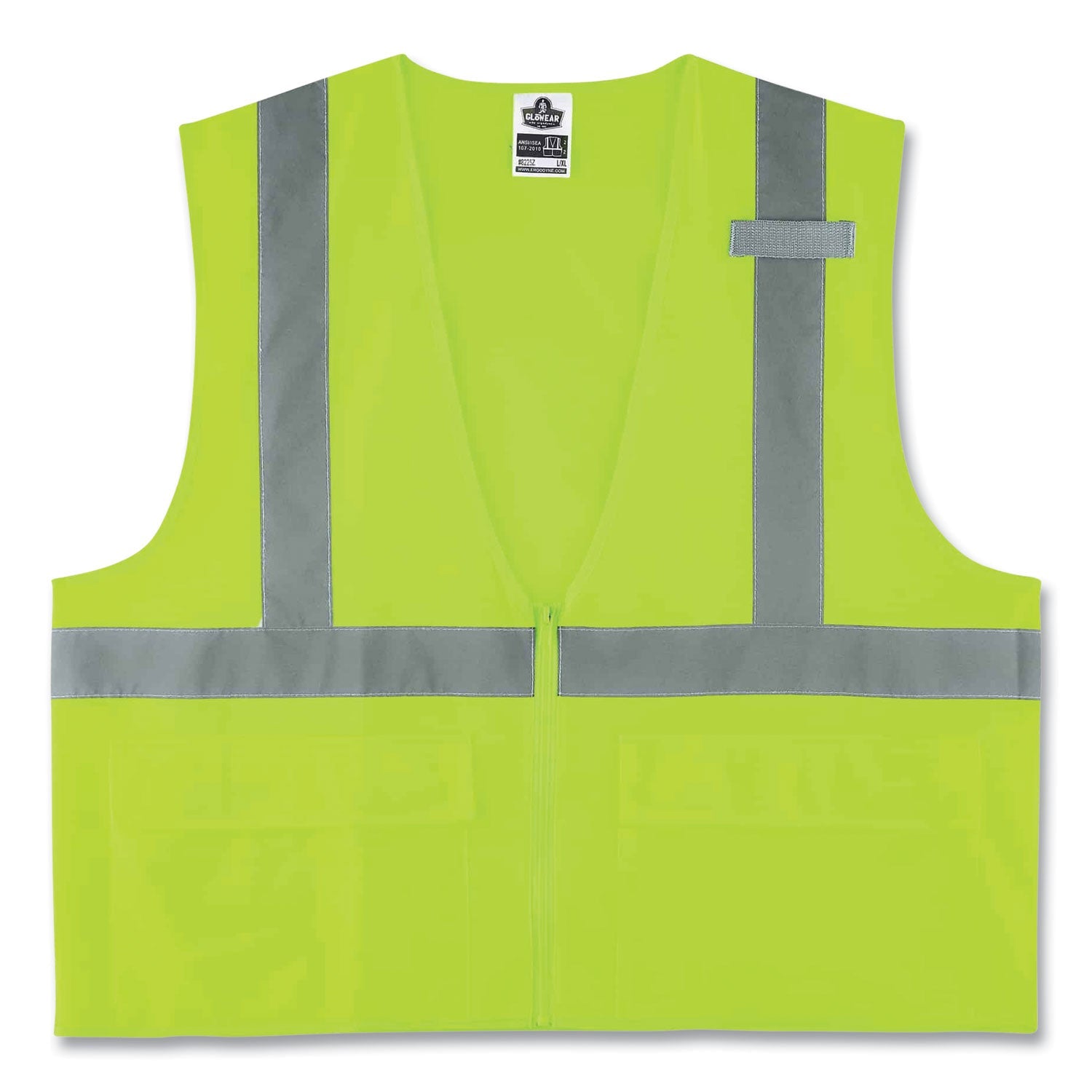 ergodyne® GloWear 8225Z Class 2 Standard Solid Vest, Polyester, Lime, Small/Medium