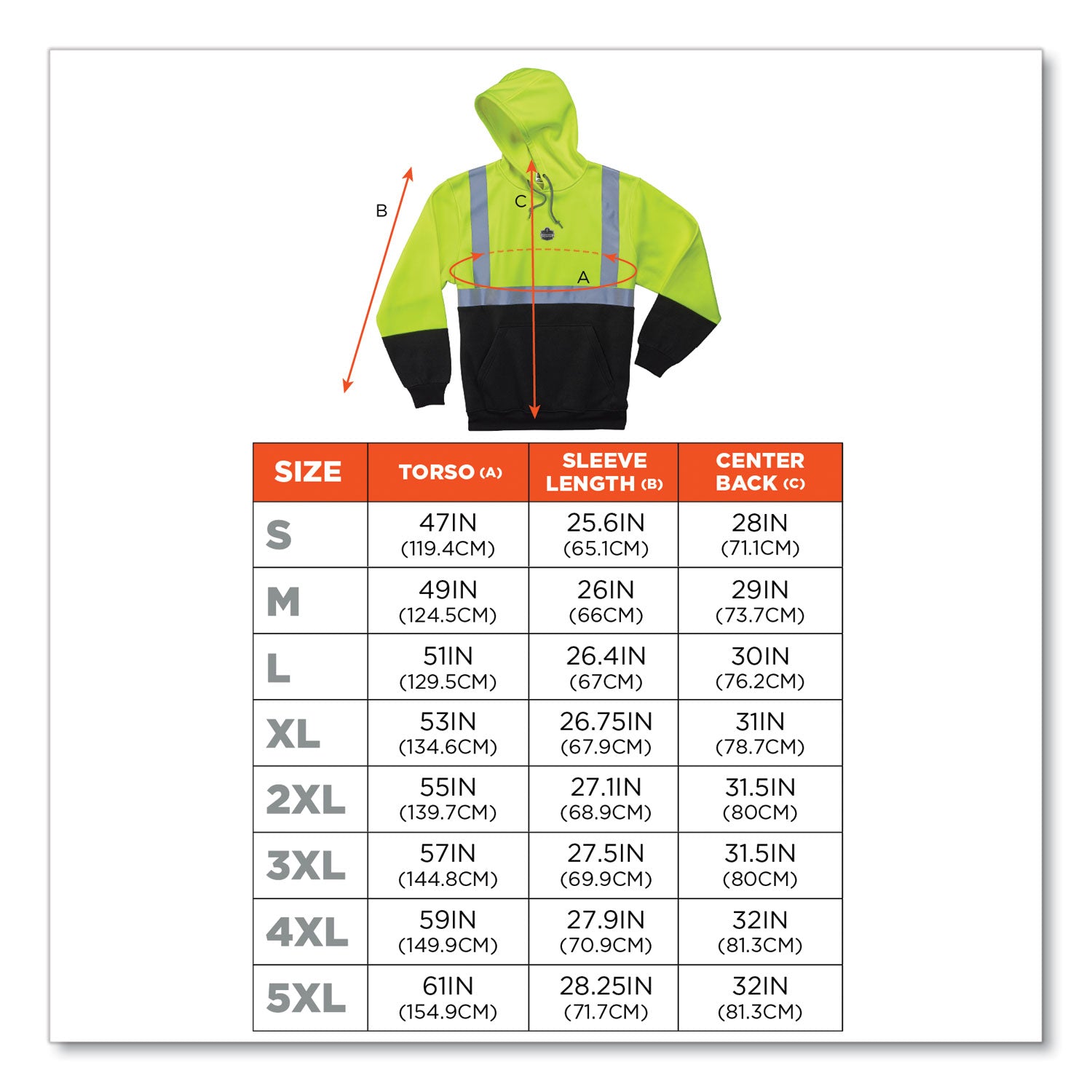 ergodyne® GloWear 8293 Hi-Vis Class 2 Hooded Sweatshirt Black Bottom, Polar Fleece, Small, Lime