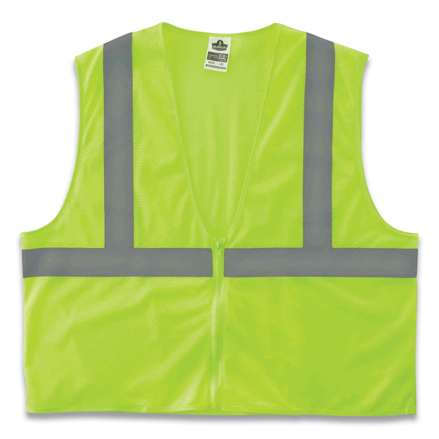 ergodyne® GloWear 8205Z Class 2 Super Economy Mesh Vest, Polyester, Lime, Small/Medium