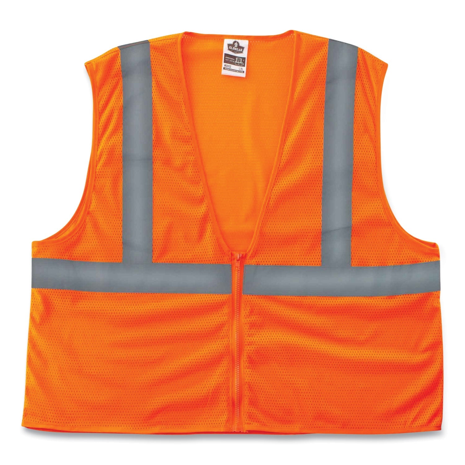 ergodyne® GloWear 8205Z Class 2 Super Economy Mesh Vest, Polyester, Orange, 4X-Large/5X-Large