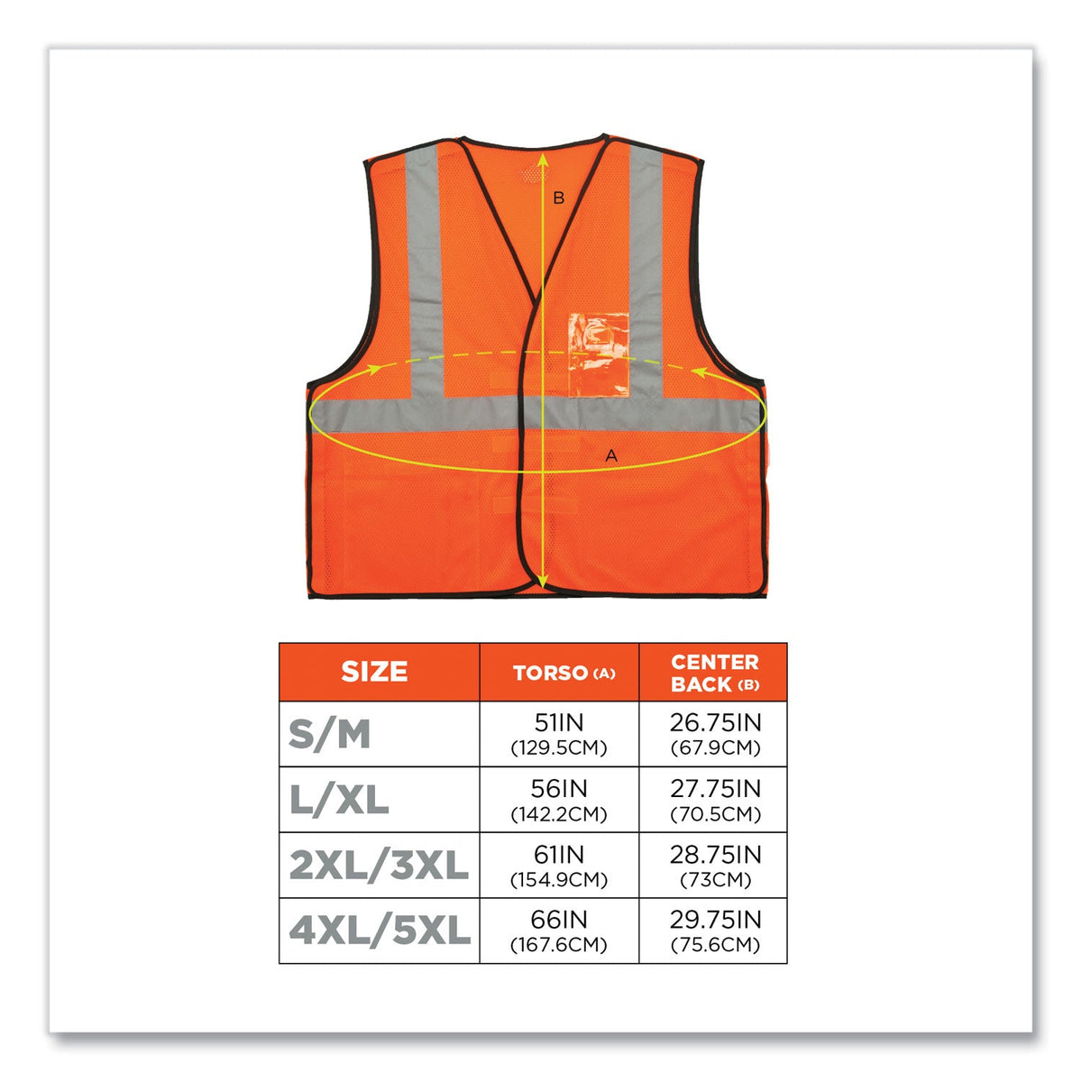 ergodyne® GloWear 8216BA Class 2 Breakaway Mesh ID Holder Vest, Polyester, 2X-Large/3X-Large, Orange