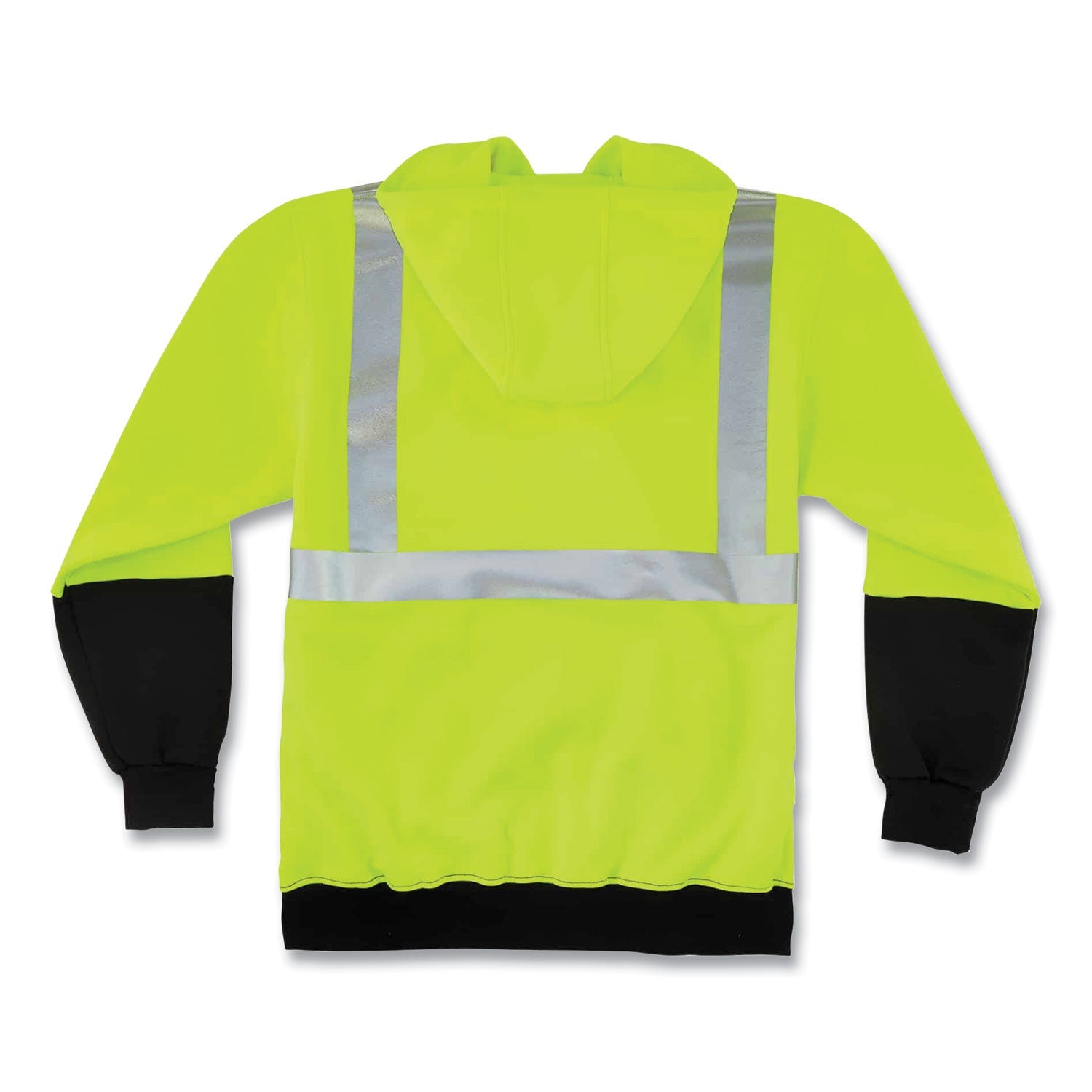 ergodyne® GloWear 8293 Hi-Vis Class 2 Hooded Sweatshirt Black Bottom, Polar Fleece, Small, Lime