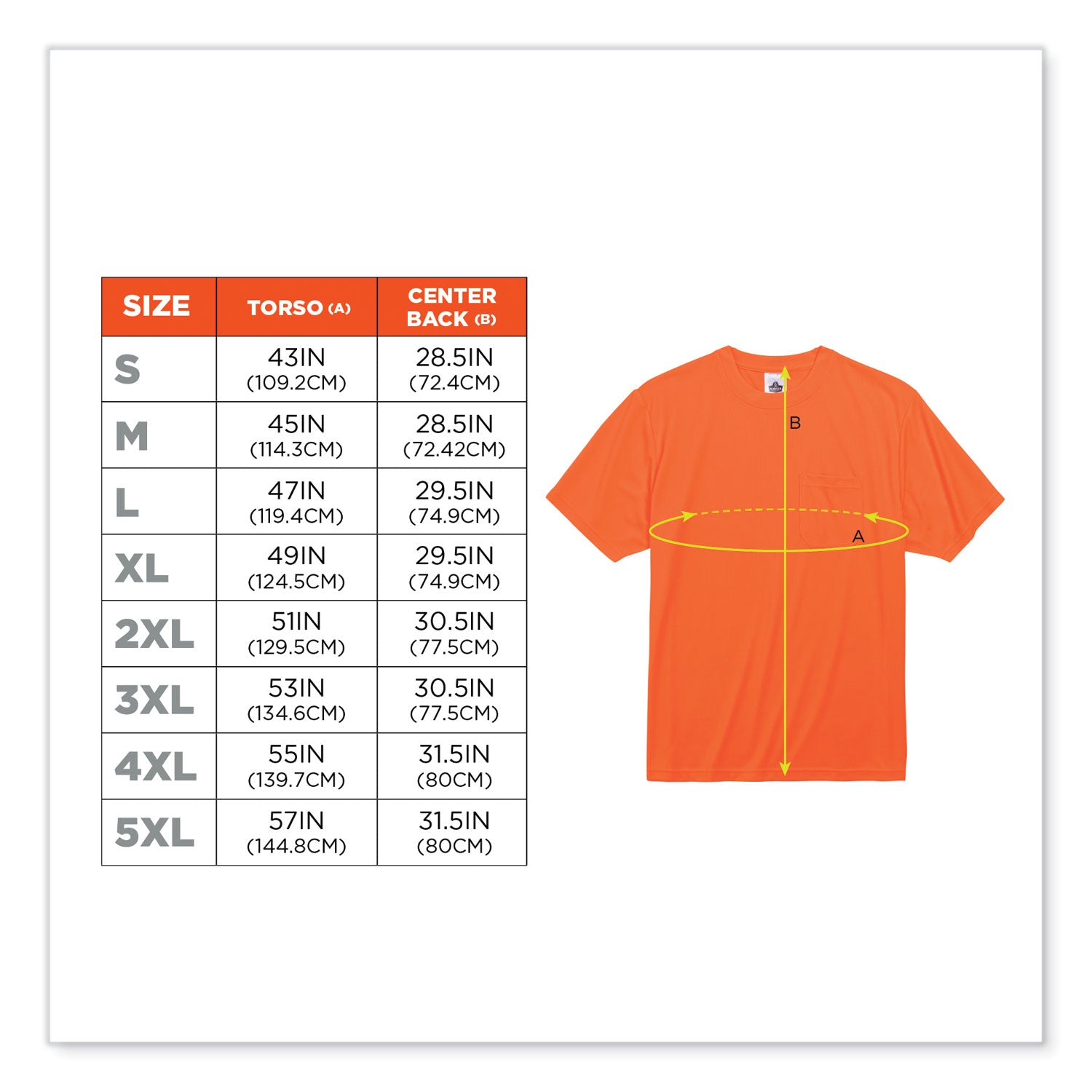 ergodyne® GloWear 8089 Non-Certified Hi-Vis T-Shirt, Polyester, Large, Orange
