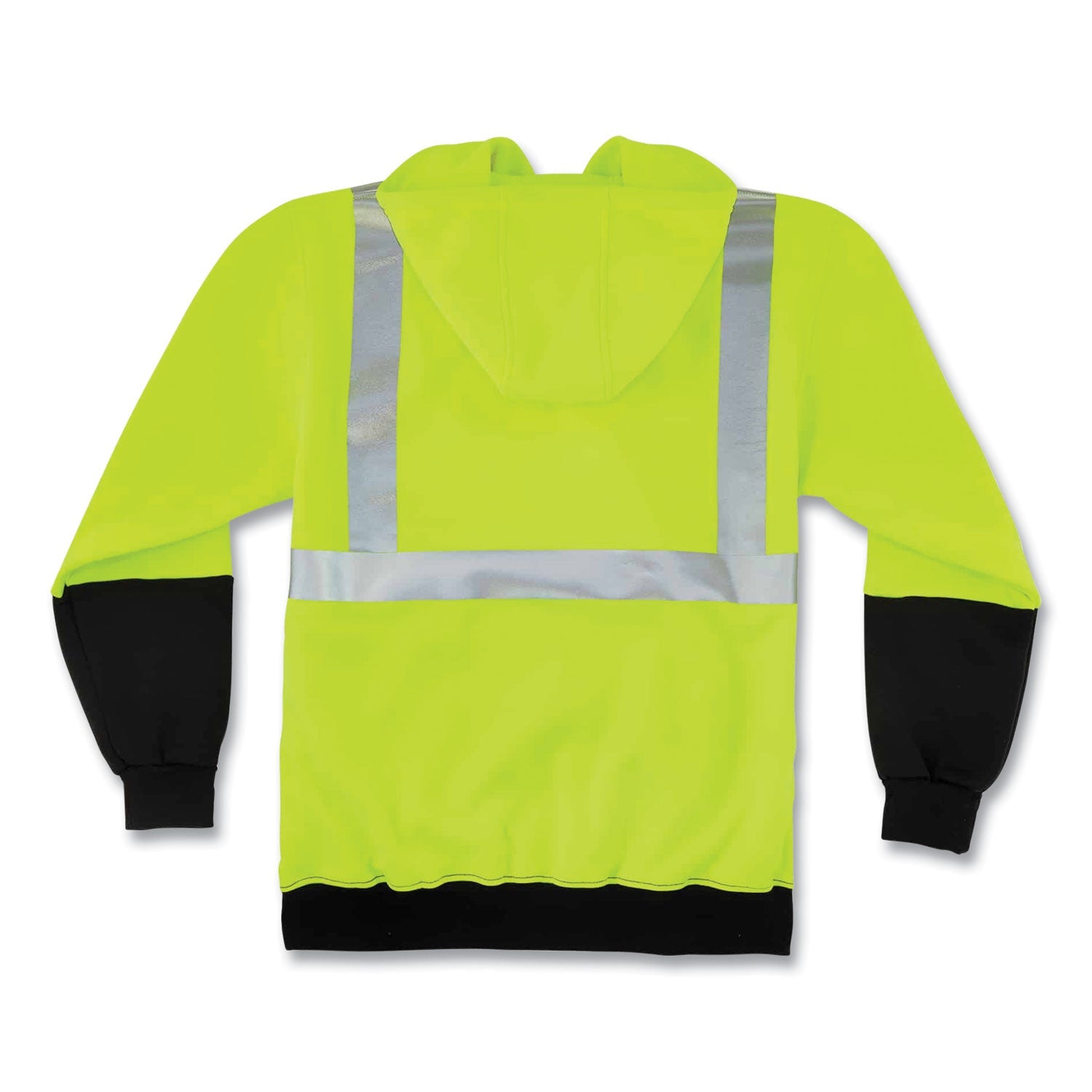 ergodyne® GloWear 8293 Hi-Vis Class 2 Hooded Sweatshirt Black Bottom, Polar Fleece, Small, Lime