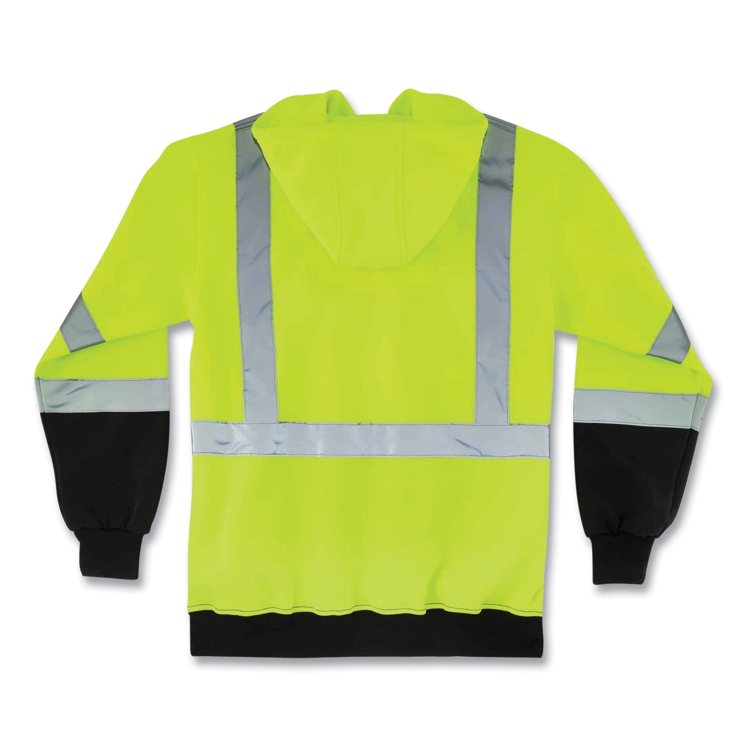 ergodyne® GloWear 8373 Hi-Vis Class 3 Hooded Sweatshirt with Black Bottom, Polar Fleece, Lime, 5X-Large
