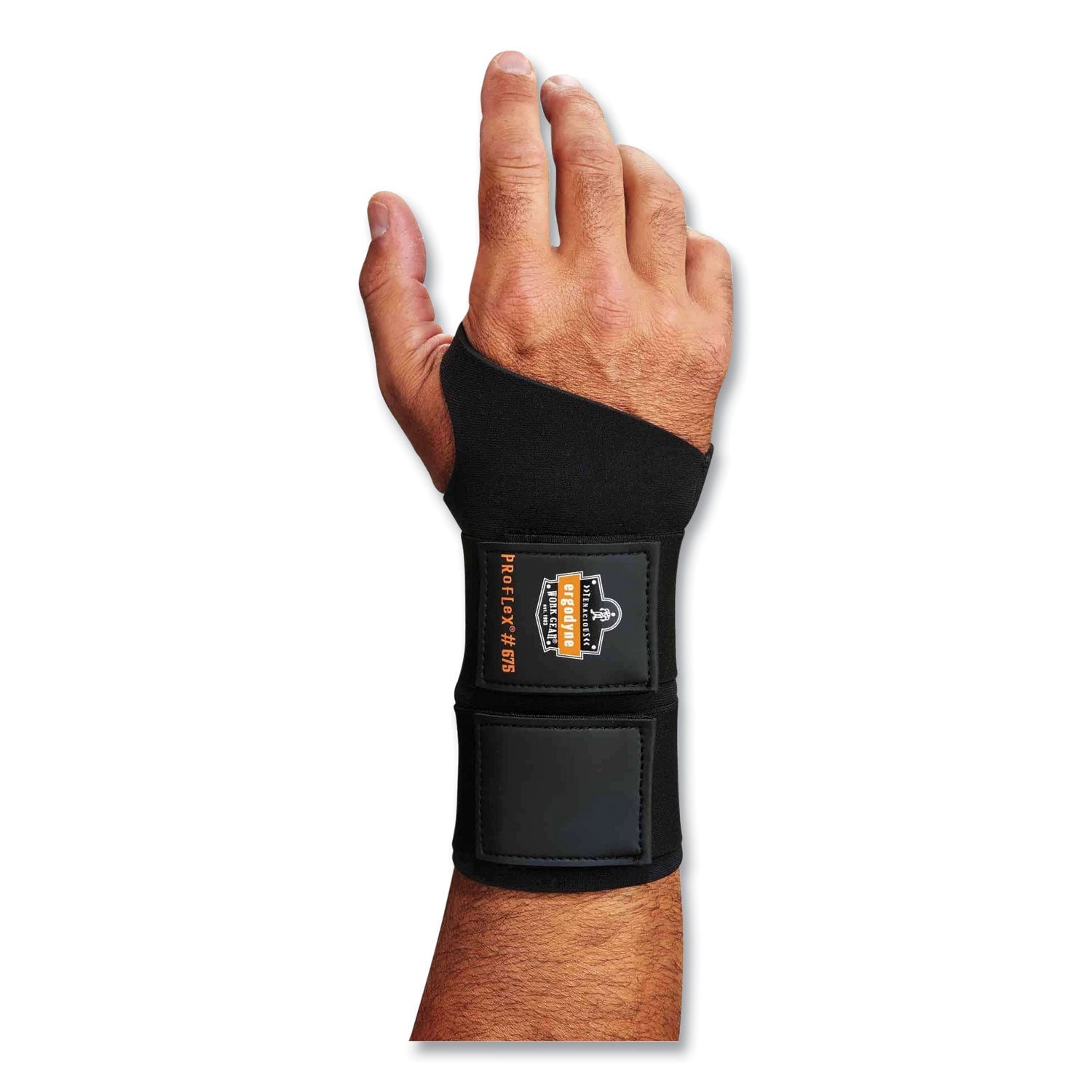 ergodyne® ProFlex 675 Ambidextrous Double Strap Wrist Support, Medium, Fits Left/Right Hand, Black