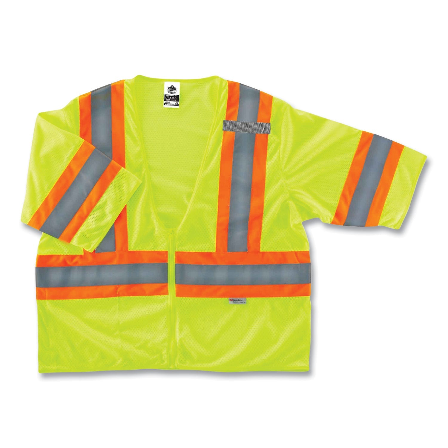 ergodyne® GloWear 8330Z Class 3 Two-Tone Zipper Vest, Polyester, Largel/X-Large, Lime