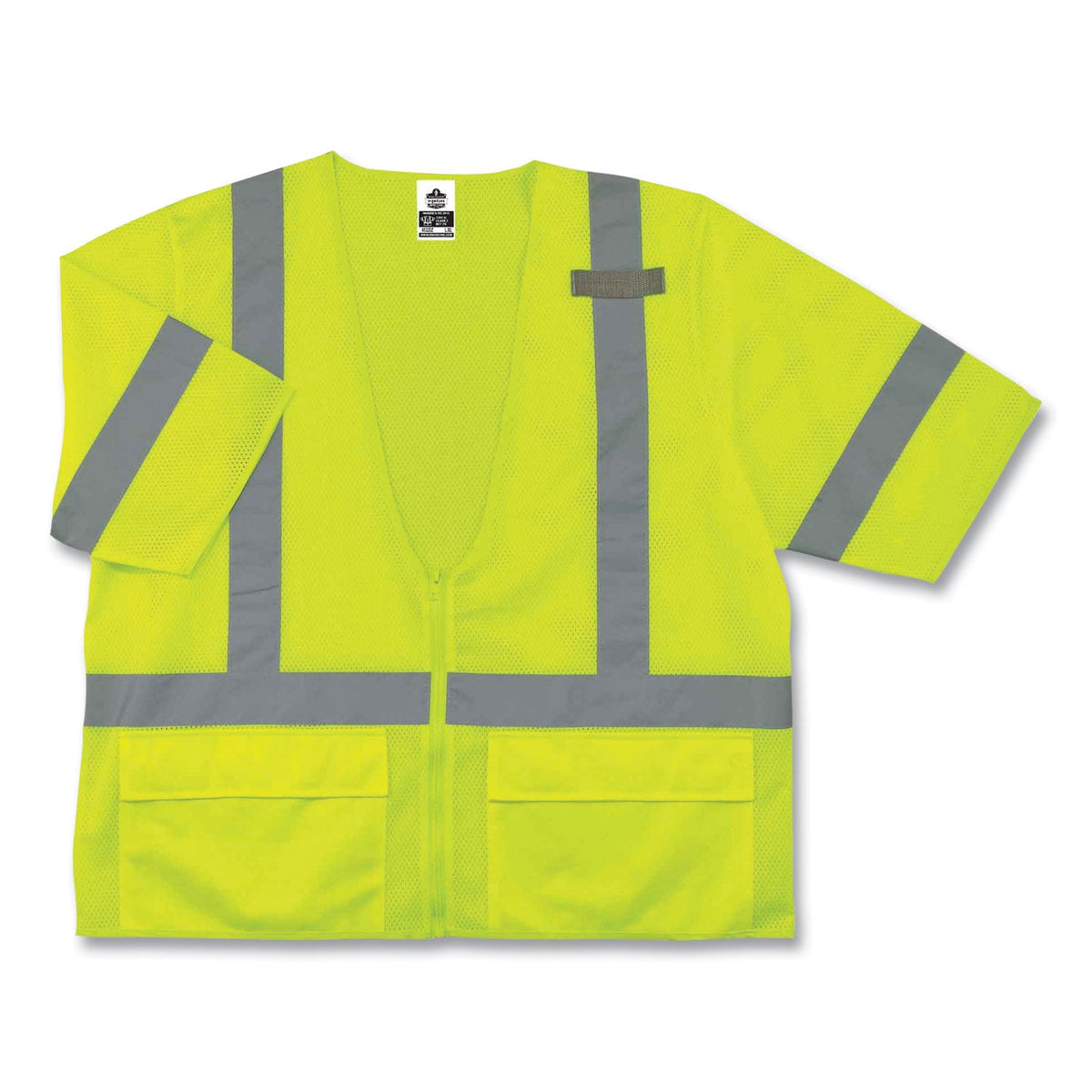 ergodyne® GloWear 8320Z Class 3 Standard Zipper Vest, Polyester, Largel/X-Large, Lime