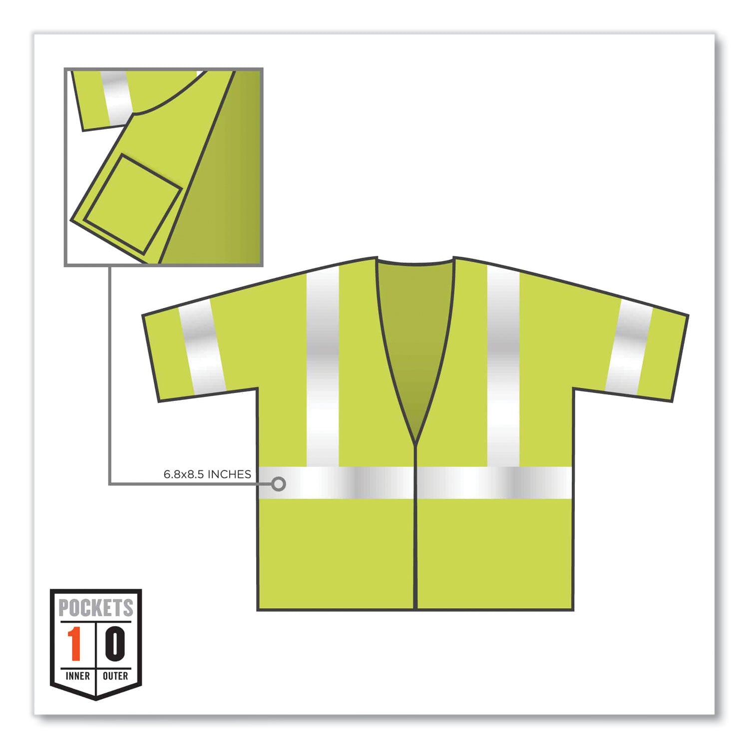 ergodyne® GloWear 8310HL Class 3 Economy Hook and Loop Vest, Polyester, 4X-Large/5X-Large, Lime