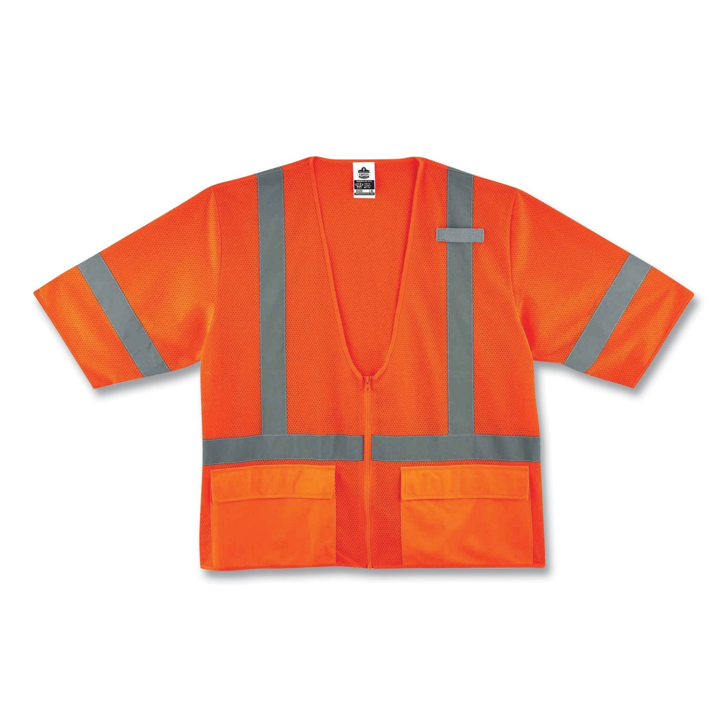 ergodyne® GloWear 8320Z Class 3 Standard Zipper Vest, Polyester, 2X-Large/3X-Large, Orange