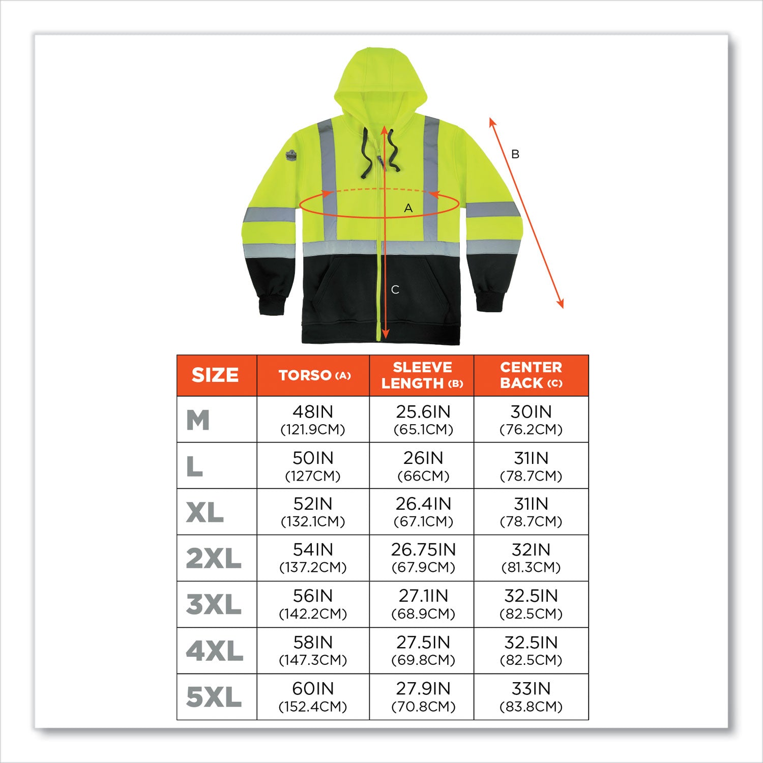 ergodyne® GloWear 8372 ZipUp HiVis Class 3 Zip Hooded Sweatshirt with Black Bottom, Polar Fleece, Lime, 3X-Large