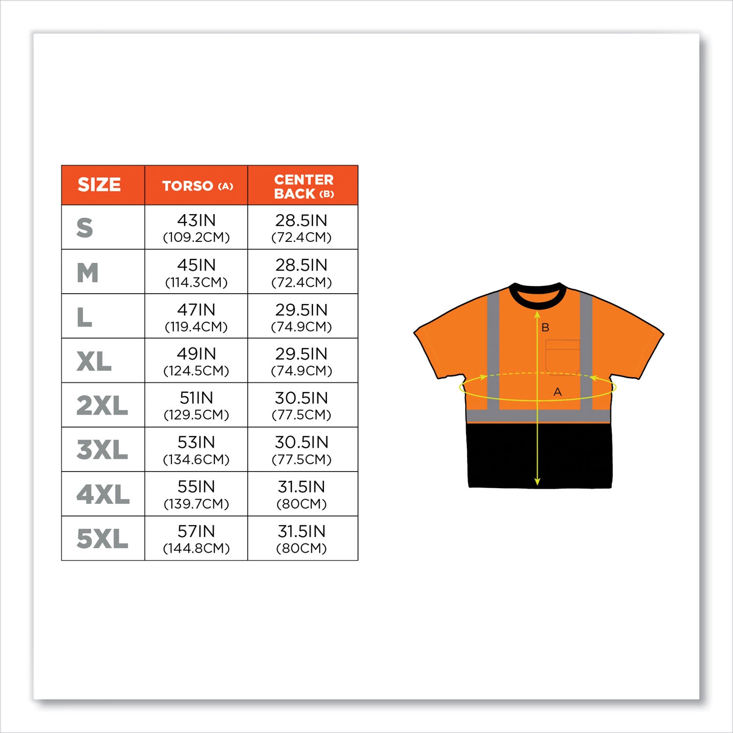 ergodyne® GloWear 8289BK Class 2 Hi-Vis T-Shirt with Black Bottom, Large, Orange