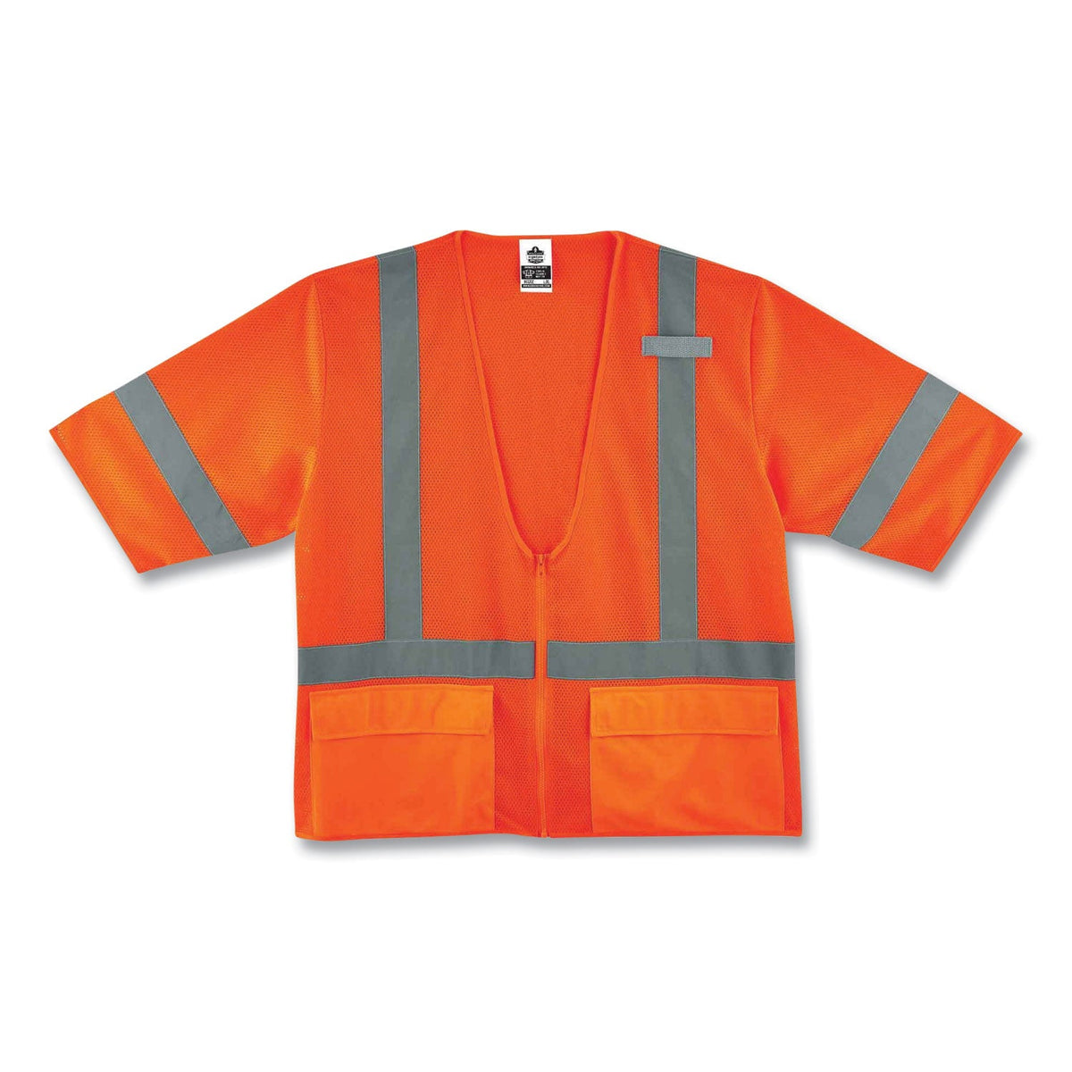 ergodyne® GloWear 8320Z Class 3 Standard Zipper Vest, Polyester, Small/Medium, Orange