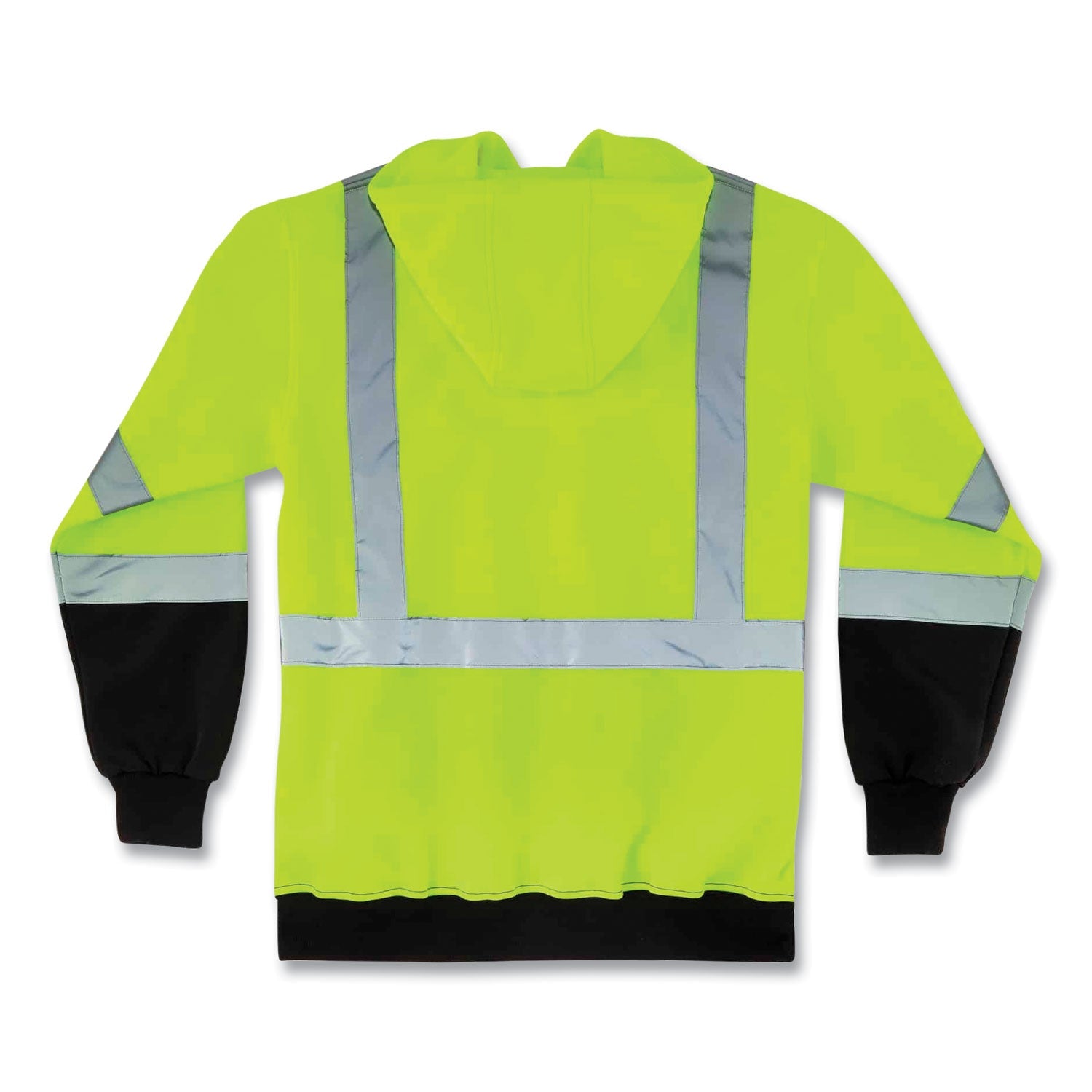 ergodyne® GloWear 8373 Hi-Vis Class 3 Hooded Sweatshirt with Black Bottom, Polar Fleece, Lime, Large