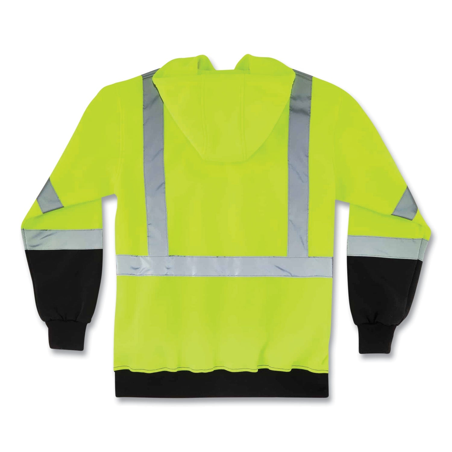 ergodyne® GloWear 8372 ZipUp HiVis Class 3 Zip Hooded Sweatshirt with Black Bottom, Polar Fleece, Lime, 5X-Large