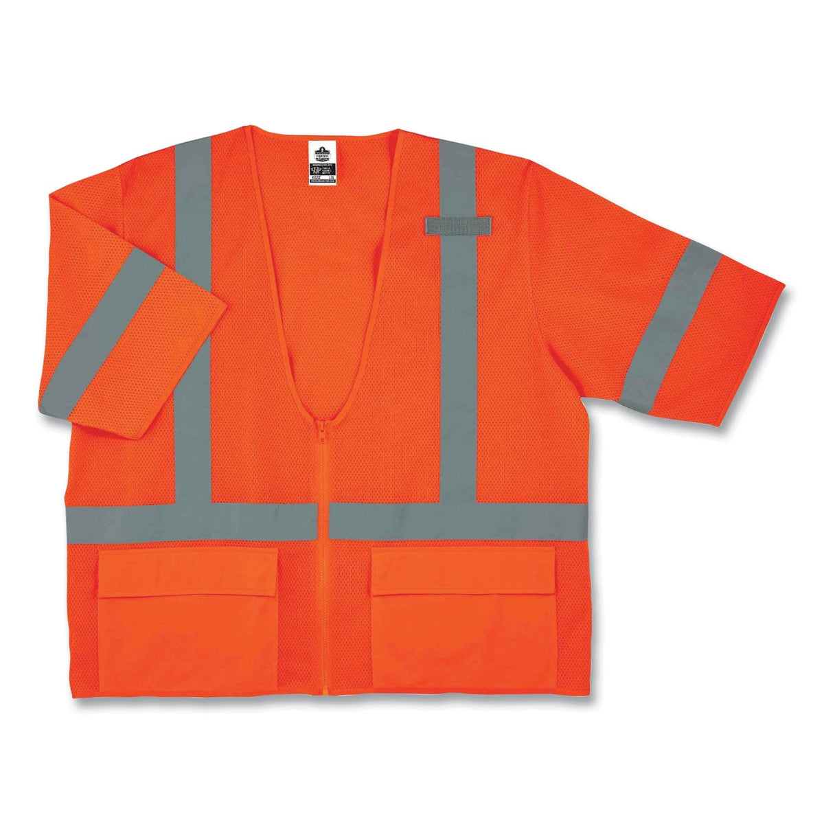 ergodyne® GloWear 8320Z Class 3 Standard Zipper Vest, Polyester, 2X-Large/3X-Large, Orange
