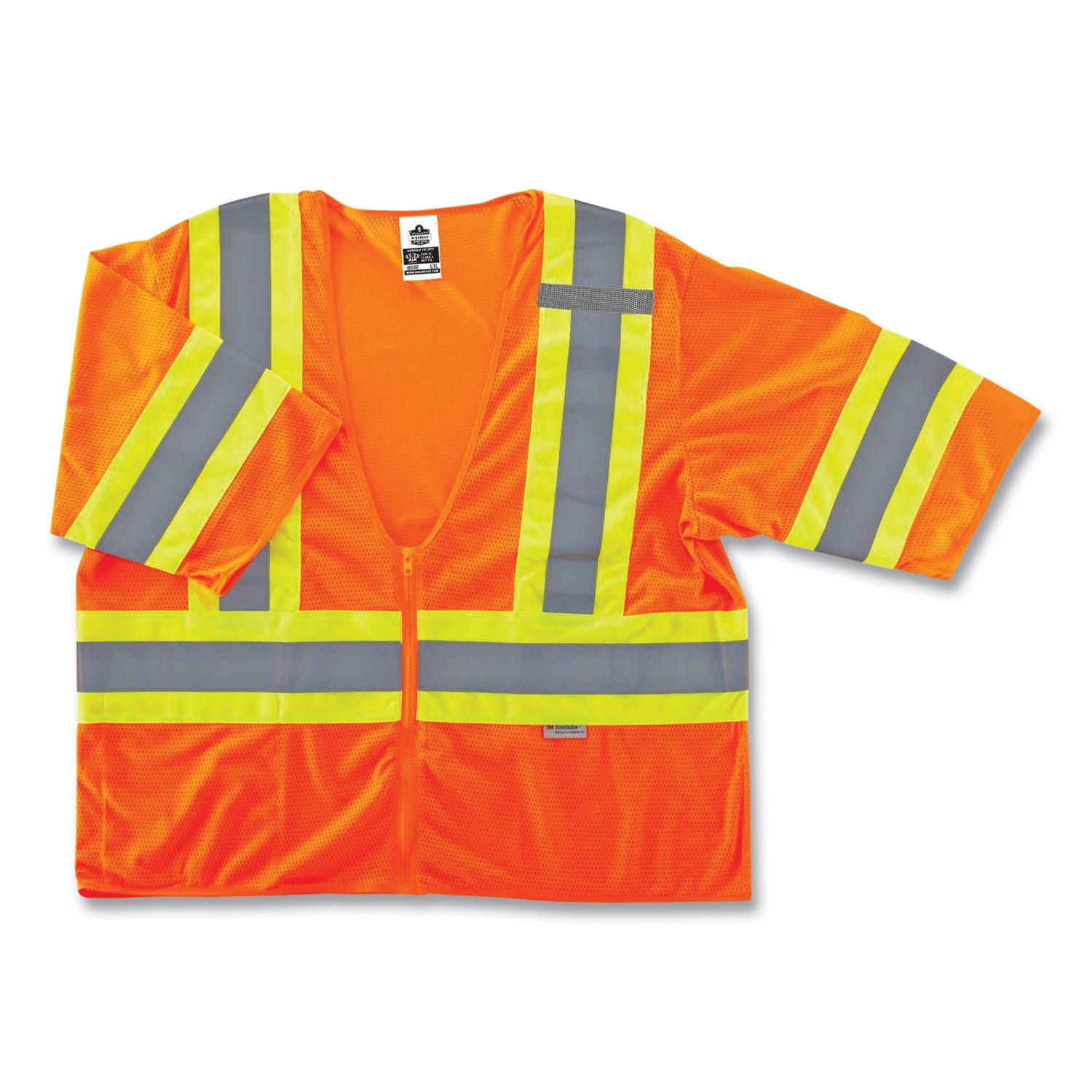 ergodyne® GloWear 8330Z Class 3 Two-Tone Zipper Vest, Polyester, Largel/X-Large, Orange