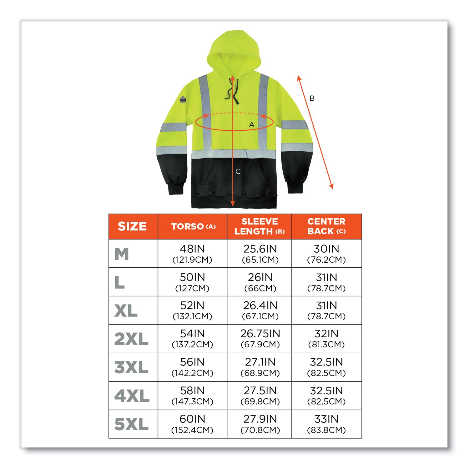 ergodyne® GloWear 8373 Hi-Vis Class 3 Hooded Sweatshirt with Black Bottom, Polar Fleece, Lime, Large