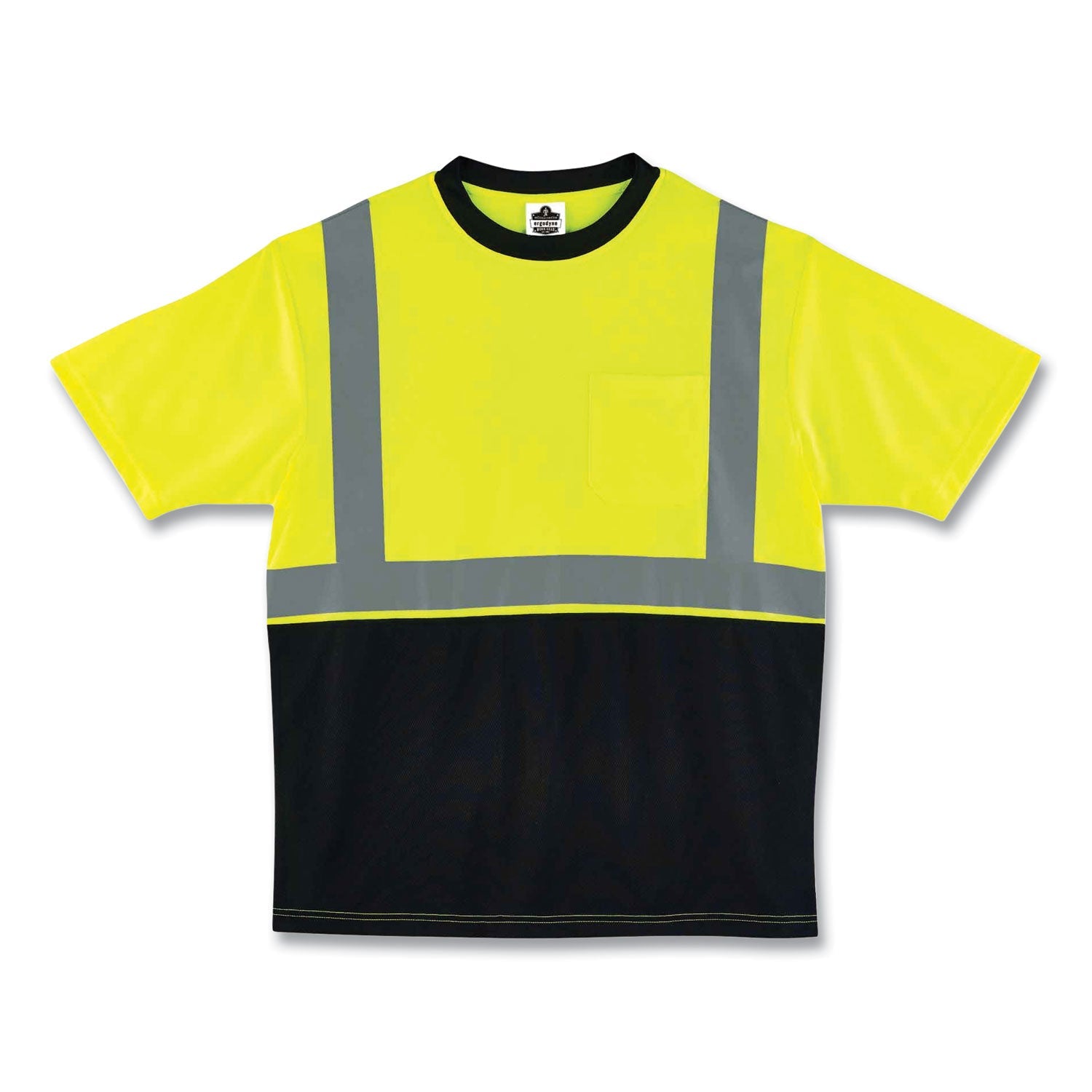 ergodyne® GloWear 8289BK Class 2 Hi-Vis T-Shirt with Black Bottom, 5X-Large, Lime