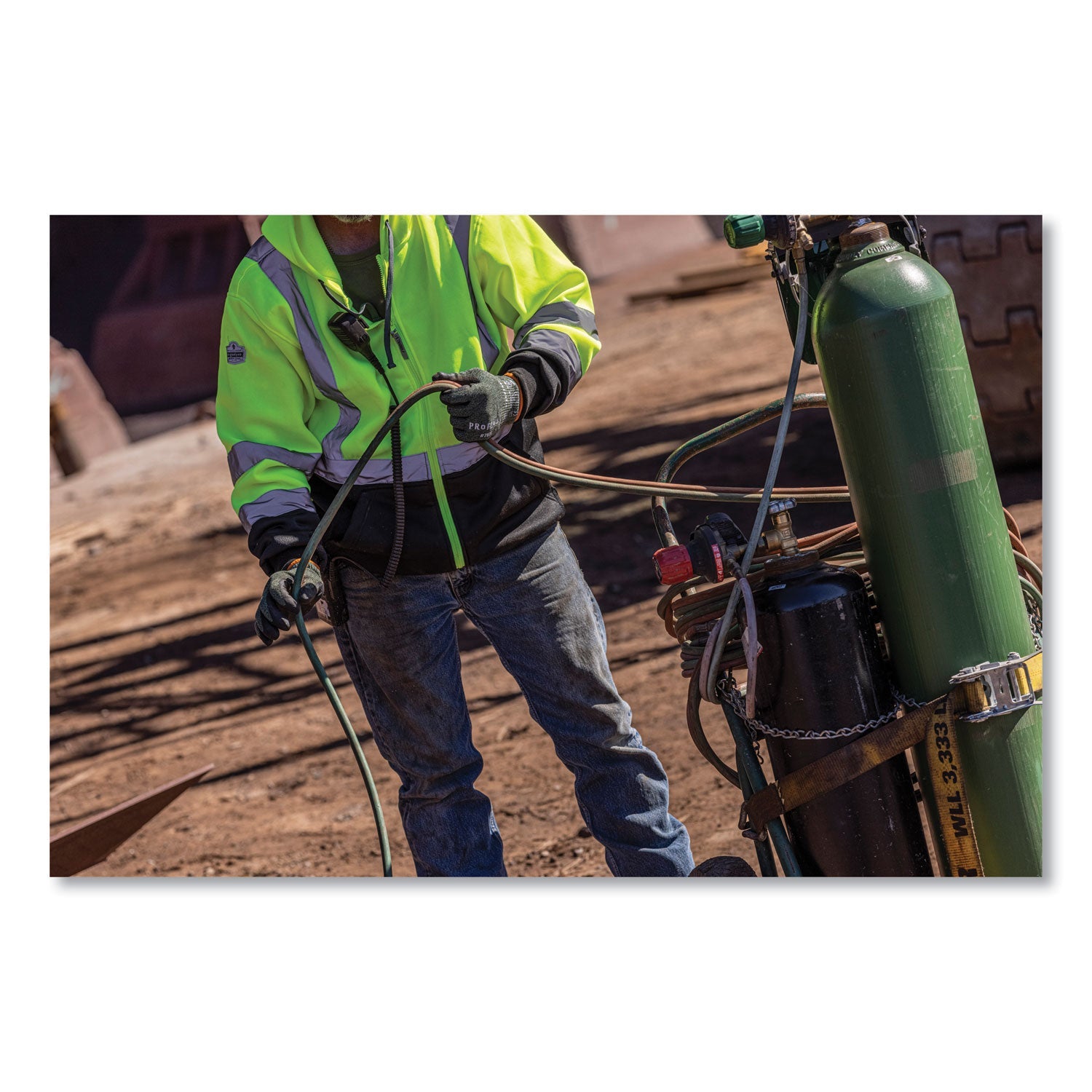 ergodyne® GloWear 8372 ZipUp HiVis Class 3 Zip Hooded Sweatshirt with Black Bottom, Polar Fleece, Lime, 4X-Large