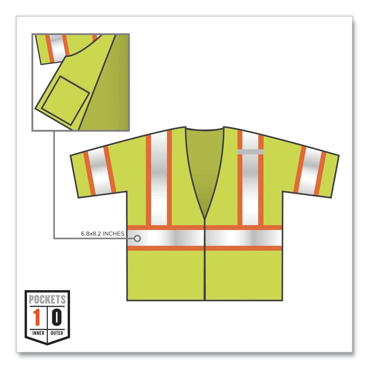 ergodyne® GloWear 8330Z Class 3 Two-Tone Zipper Vest, Polyester, 4X-Large/5X-Large, Lime