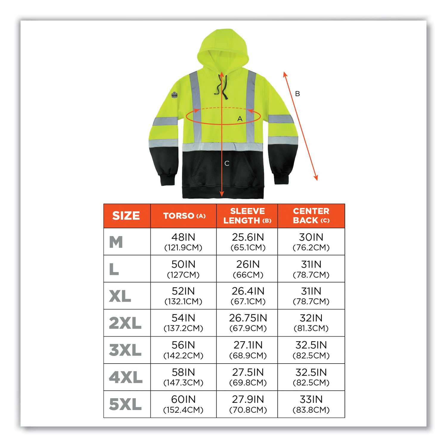 ergodyne® GloWear 8373 Hi-Vis Class 3 Hooded Sweatshirt with Black Bottom, Polar Fleece, Lime, 4X-Large