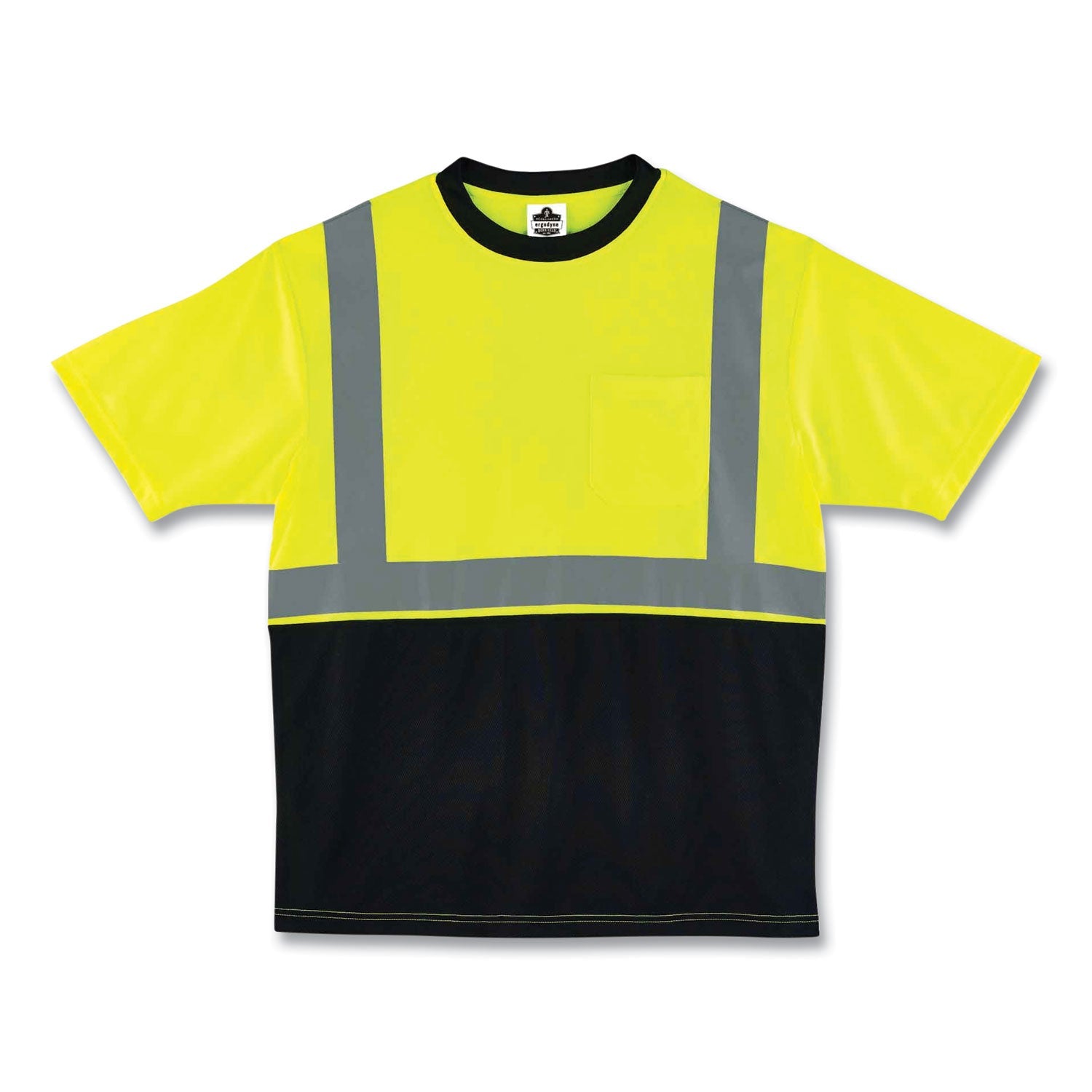 ergodyne® GloWear 8289BK Class 2 Hi-Vis T-Shirt with Black Bottom, Small, Lime