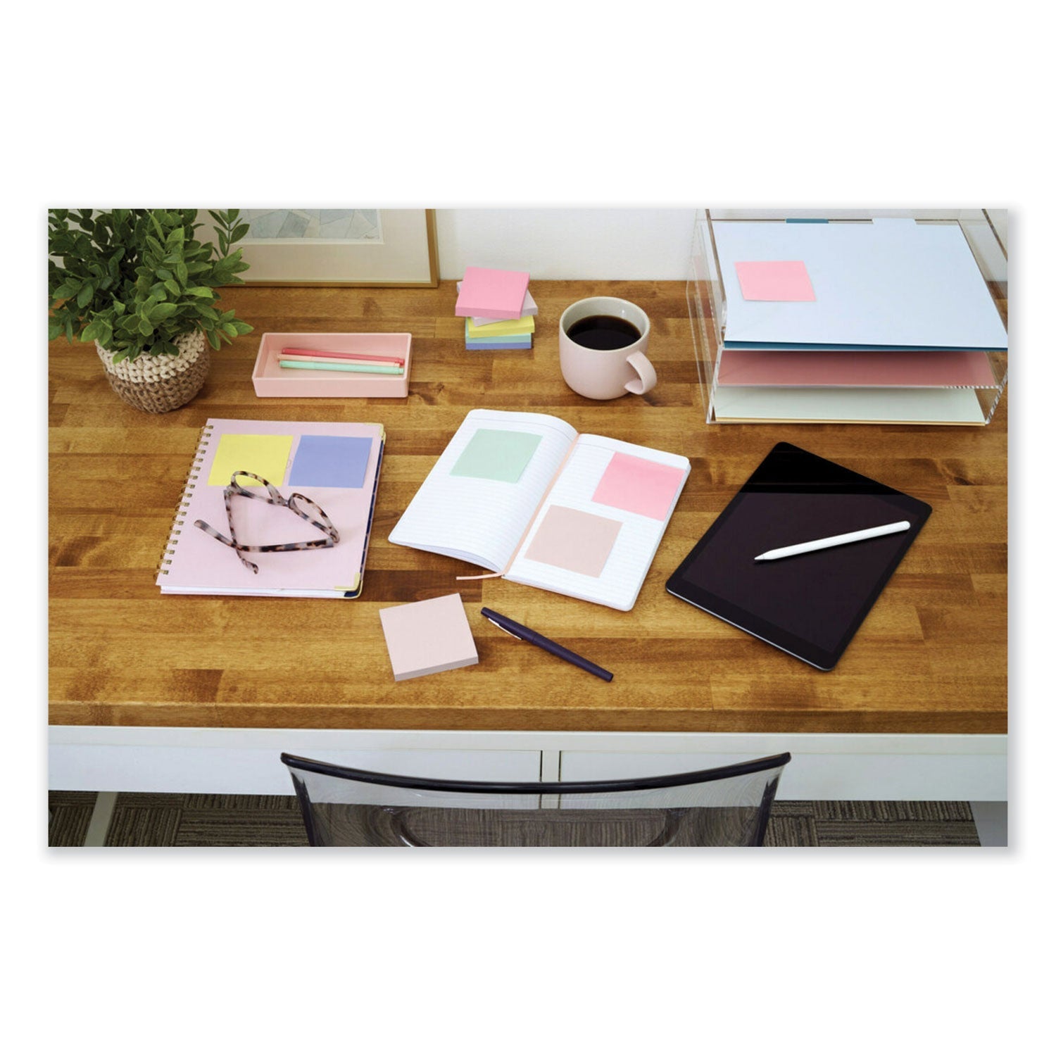 Post-it® Dispenser Notes Original Pop-up Refill, 3" x 3", Beachside Cafe Collection Colors, 100 Sheets/Pad, 6 Pads/Pack