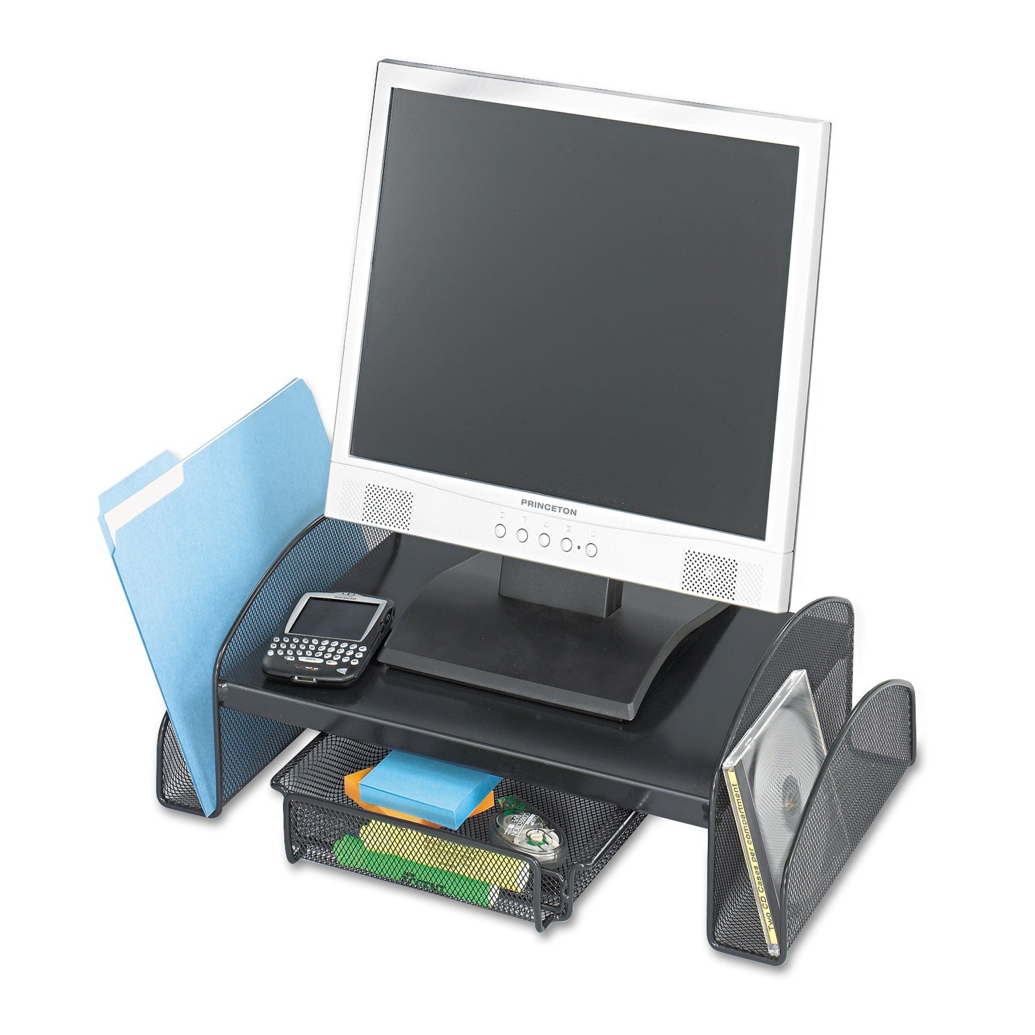 Safco® Onyx Mesh Monitor Stand, 19.25" X 11.25" X 6.25", Black