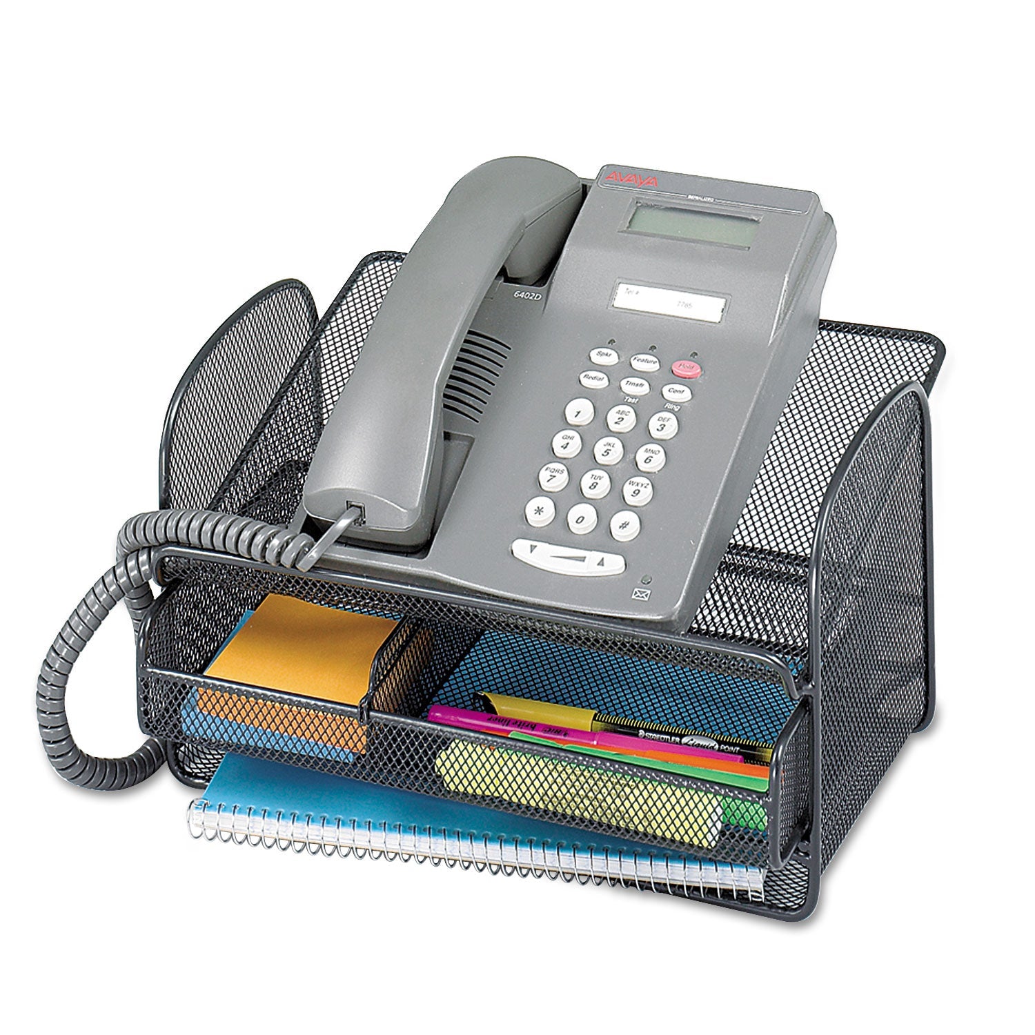 Safco® Onyx Angled Mesh Steel Telephone Stand, 11.75 X 9.25 X 7, Black