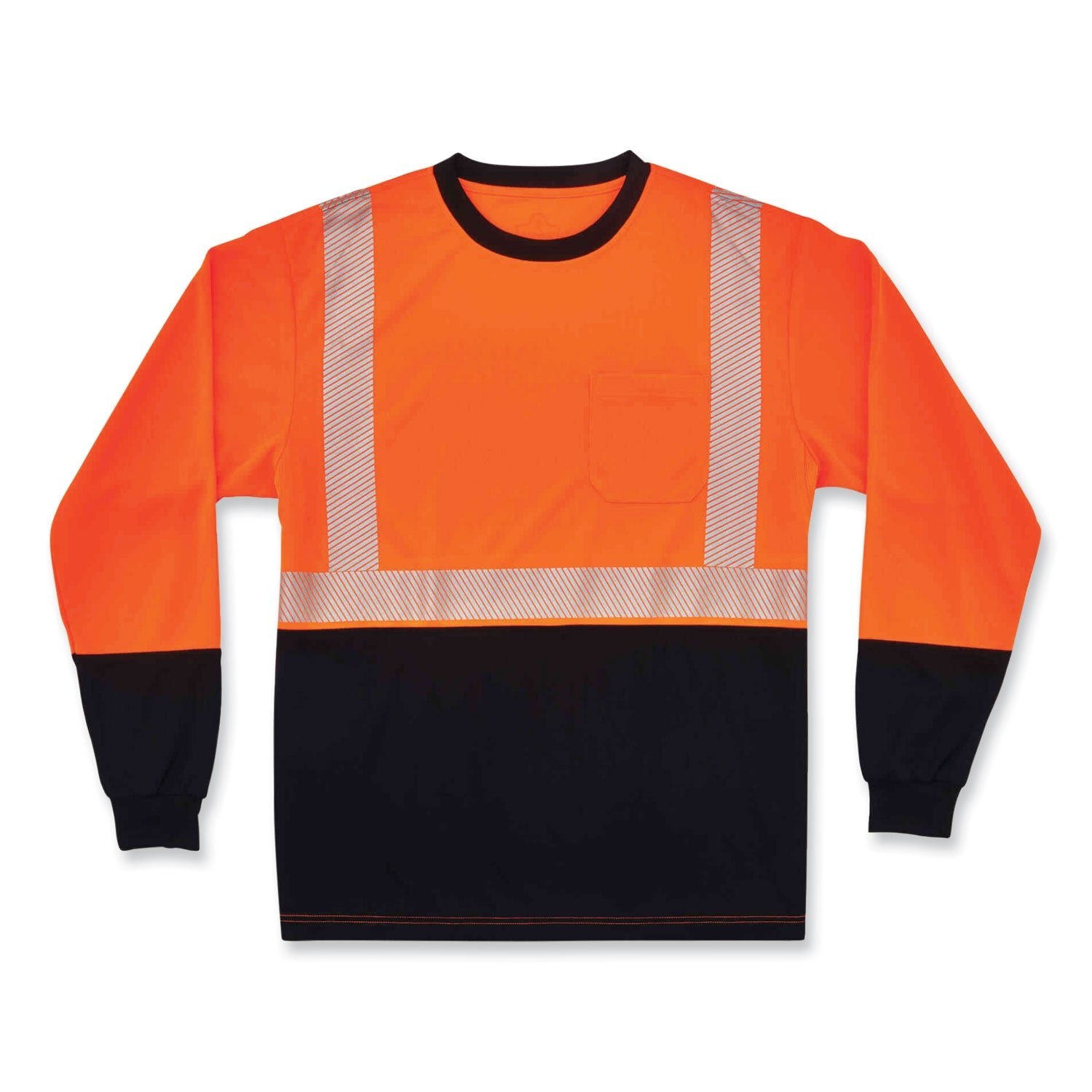 ergodyne® GloWear 8281BK Class 2 Long Sleeve Shirt with Black Bottom, Polyester, Medium, Orange - Bloom Skins